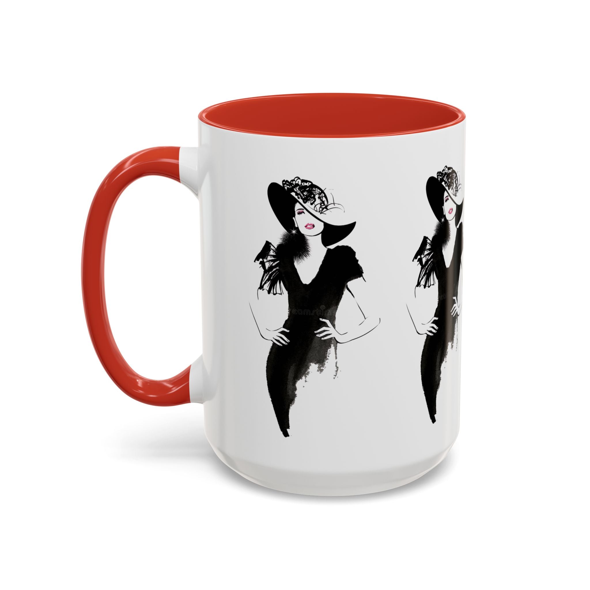 Elegant Lady Fashion Coffee Mug – Vintage Chic Black & White Accent - Creations by Chris and Carlos