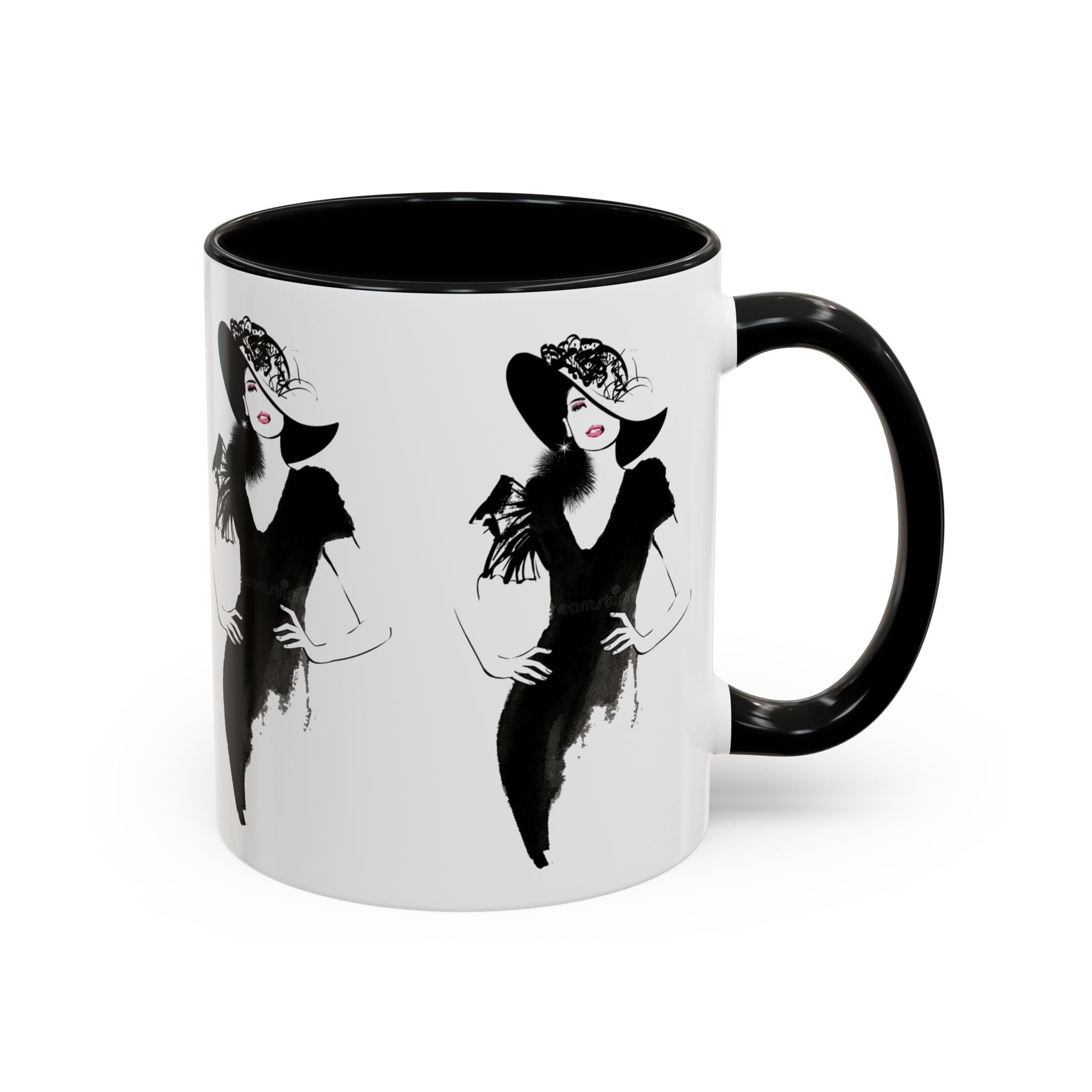 Elegant Lady Fashion Coffee Mug – Vintage Chic Black & White Accent - Creations by Chris and Carlos