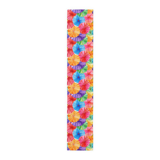 Floral Parasol Pattern Table Runner — Colorful Summer Umbrella Design - Creations by Chris and Carlos