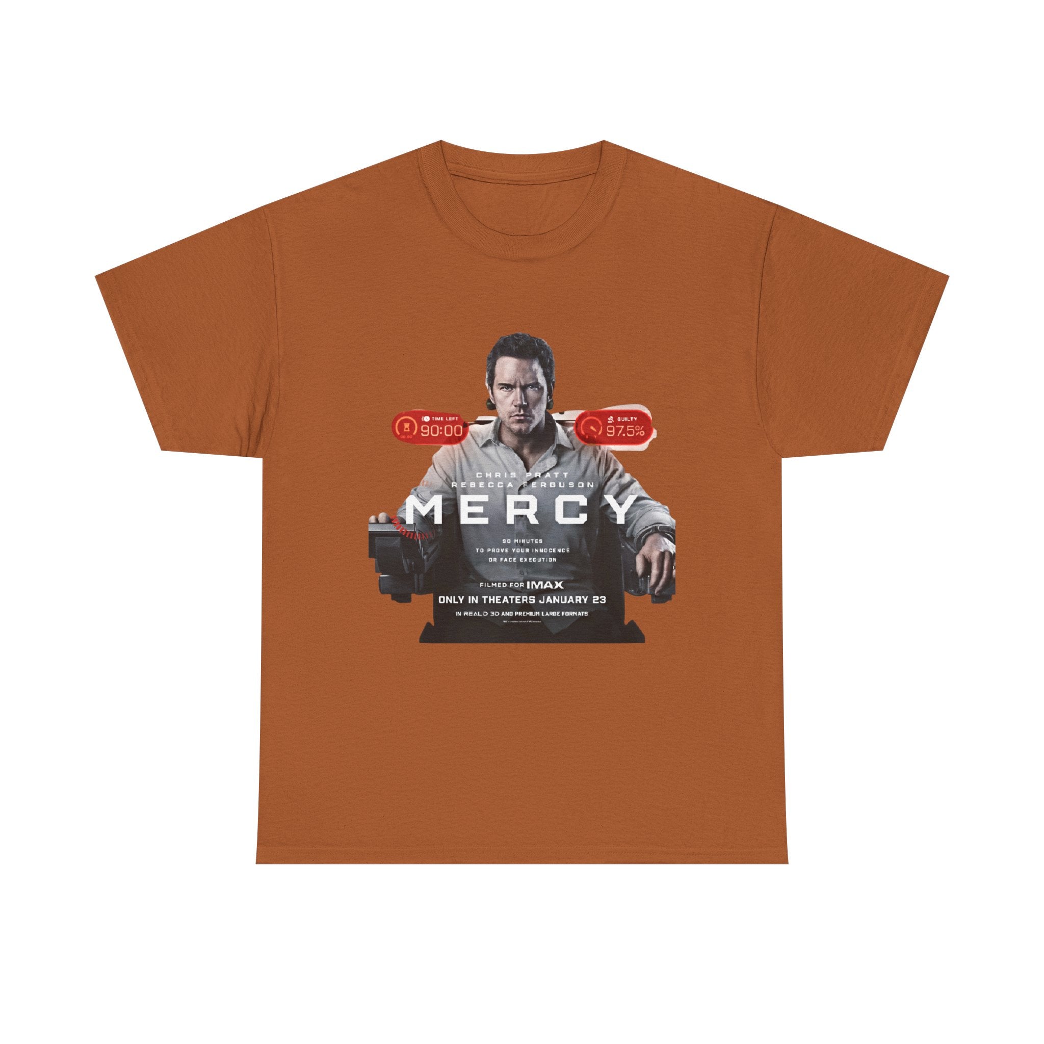 Mercy Movie Poster T‑Shirt — Thriller Film Graphic Tee - Creations by Chris and Carlos