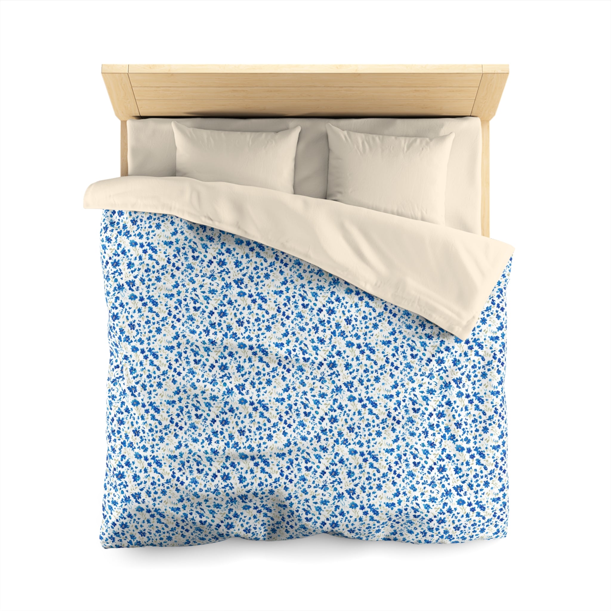The Artisanal Flora Gallery Blue Ditsy Floral Microfiber Duvet Cover - Creations by Chris and Carlos