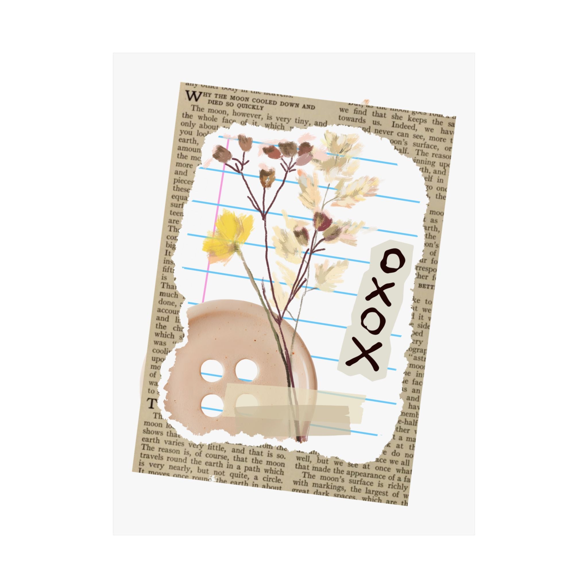 Briarwood Garden Dried Flowers Collage Matte Poster — 'XOXO' Vintage Notebook Art - Creations by Chris and Carlos