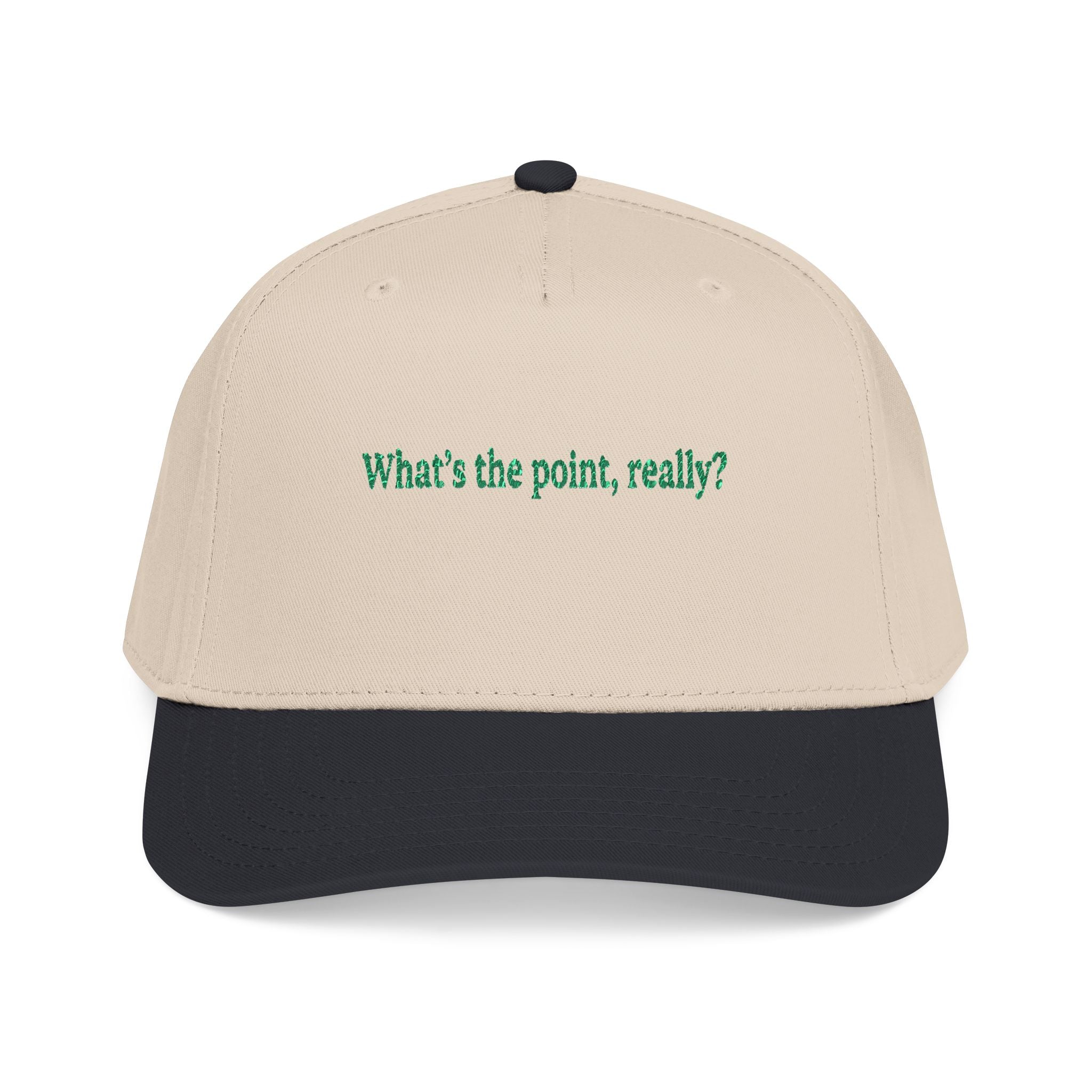 Embroidered 'What's the point, really?' Baseball Cap - Creations by Chris and Carlos