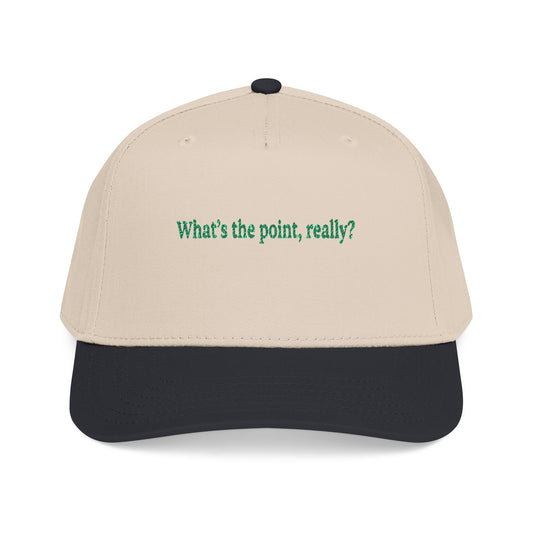 Embroidered 'What's the point, really?' Baseball Cap - Creations by Chris and Carlos
