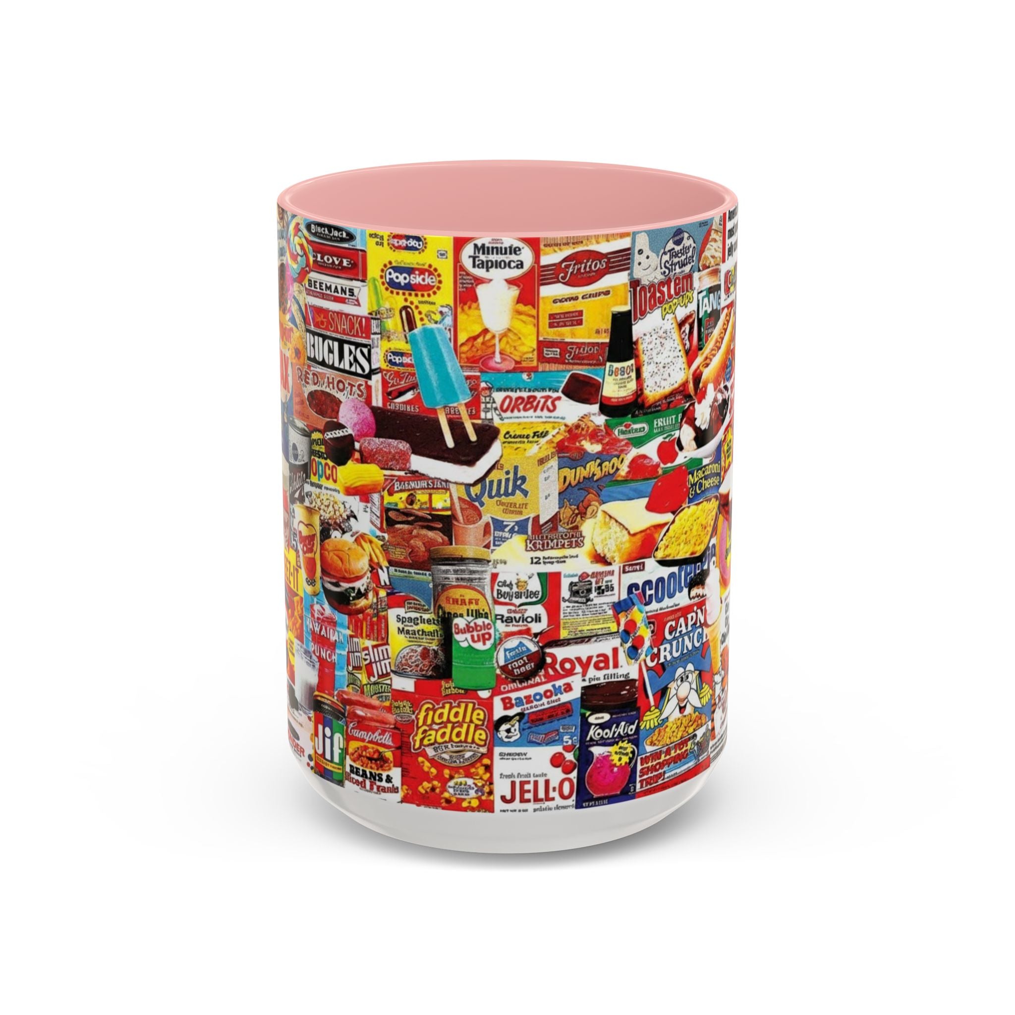 Retro Snack Collage Mug — Vintage Candy & Cereal Packaging Accent Coffee Mug - Creations by Chris and Carlos