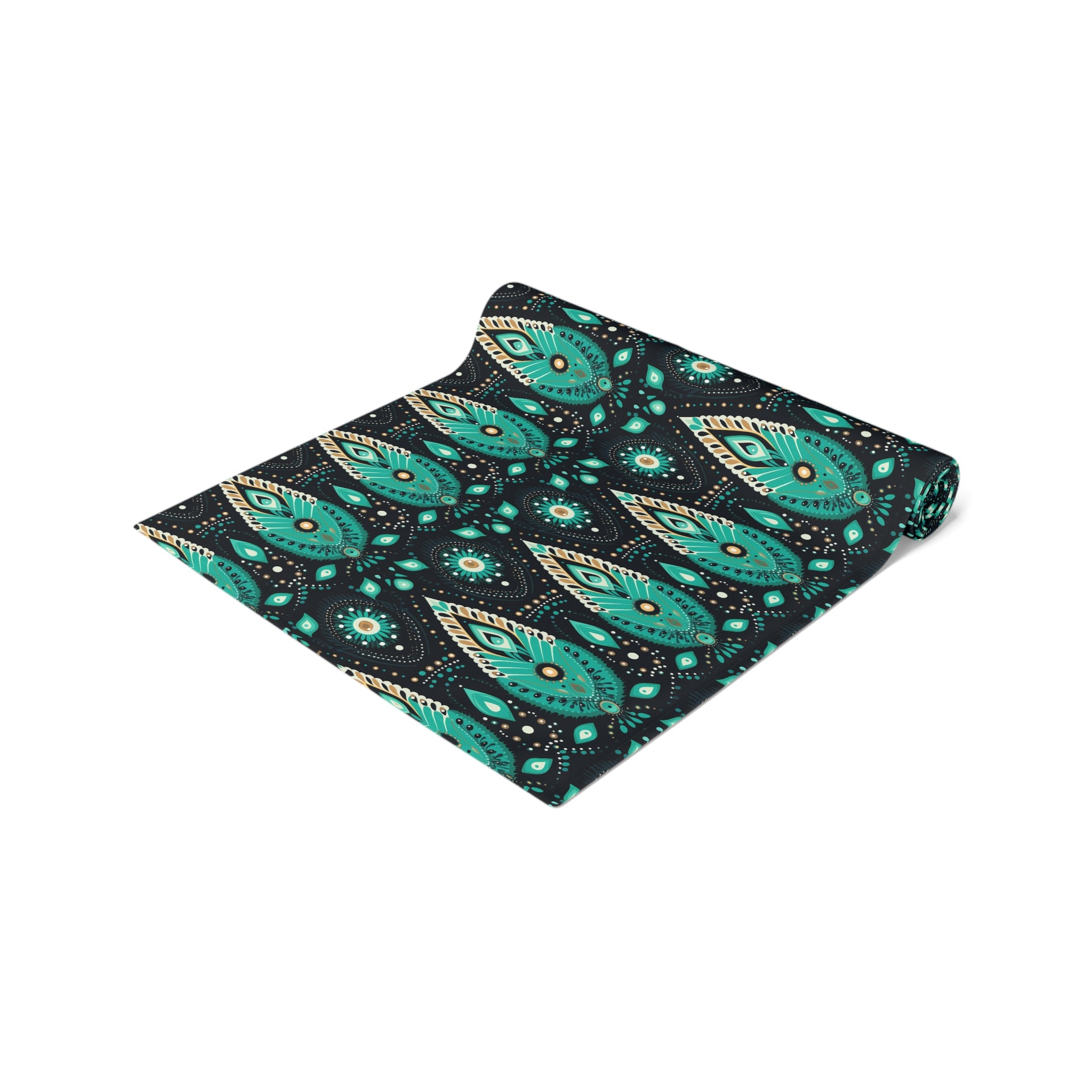 Sol y Alegría (Sun and Joy) Collection- Cactus Succulent Pattern Microfiber Blanket Soft Velveteen Throw for Home & Garden Lovers Teal Paisley Table Runner — Bohemian Floral Dining Decor - Creations by Chris and Carlos
