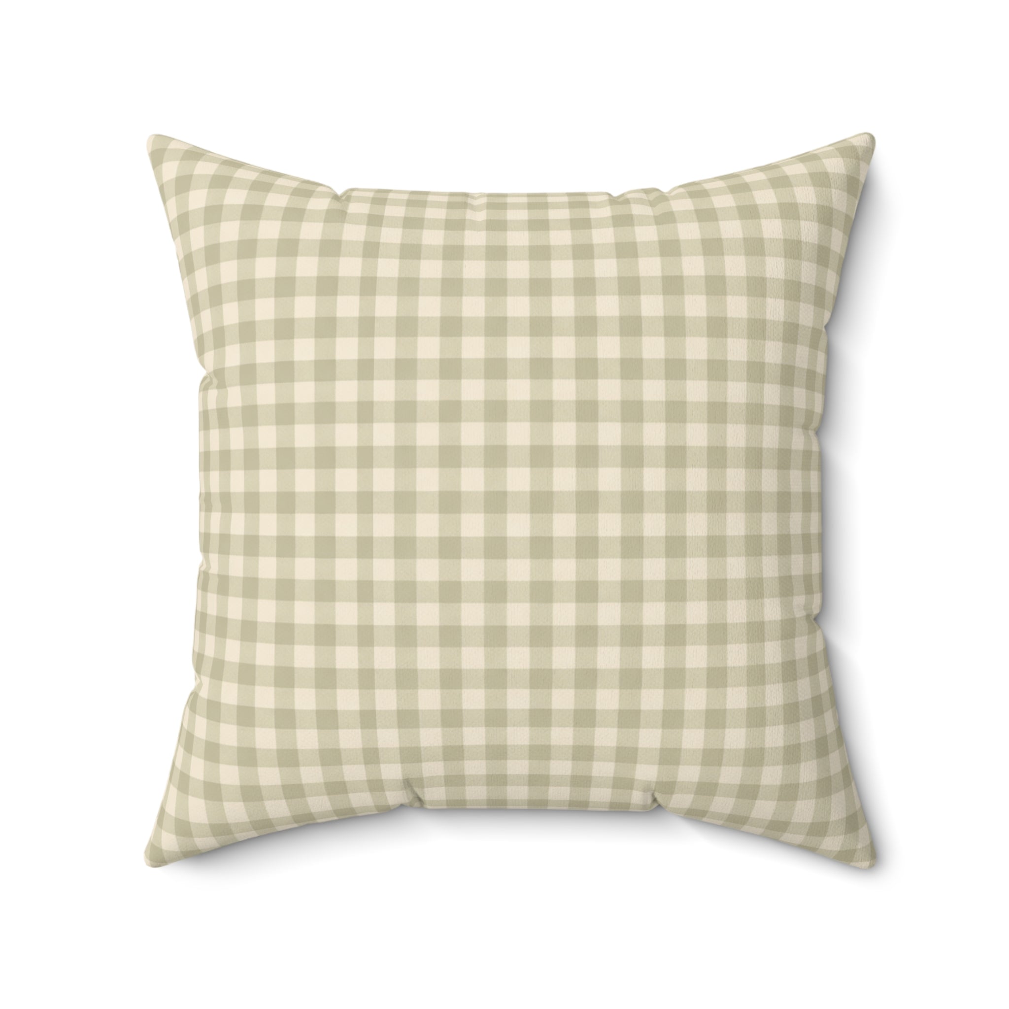 Gingham Faux Suede Square Pillow — Light Sage Check Decorative Throw Pillow - Creations by Chris and Carlos