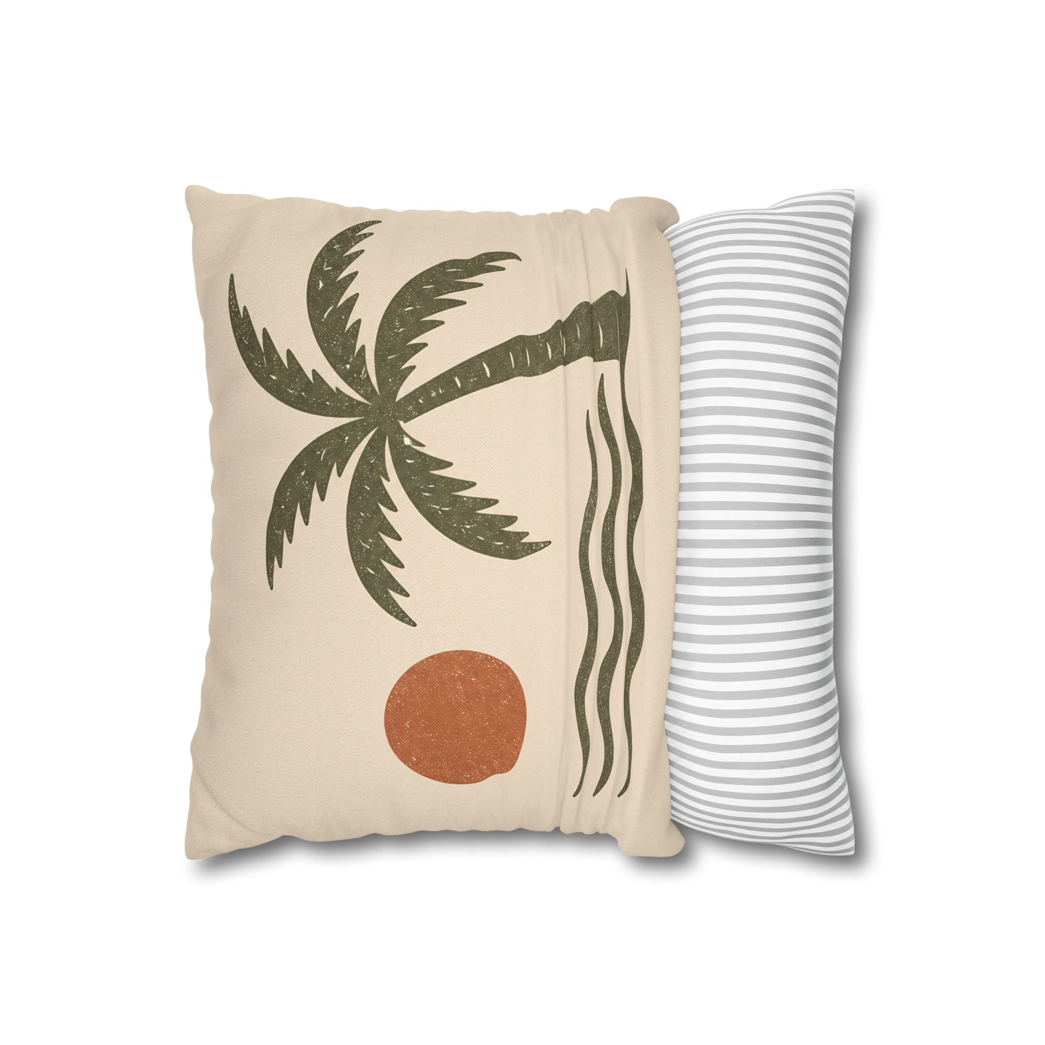 Retro Palm Tree Beach Pillowcase — Tropical Sunset Decorative Throw - Creations by Chris and Carlos
