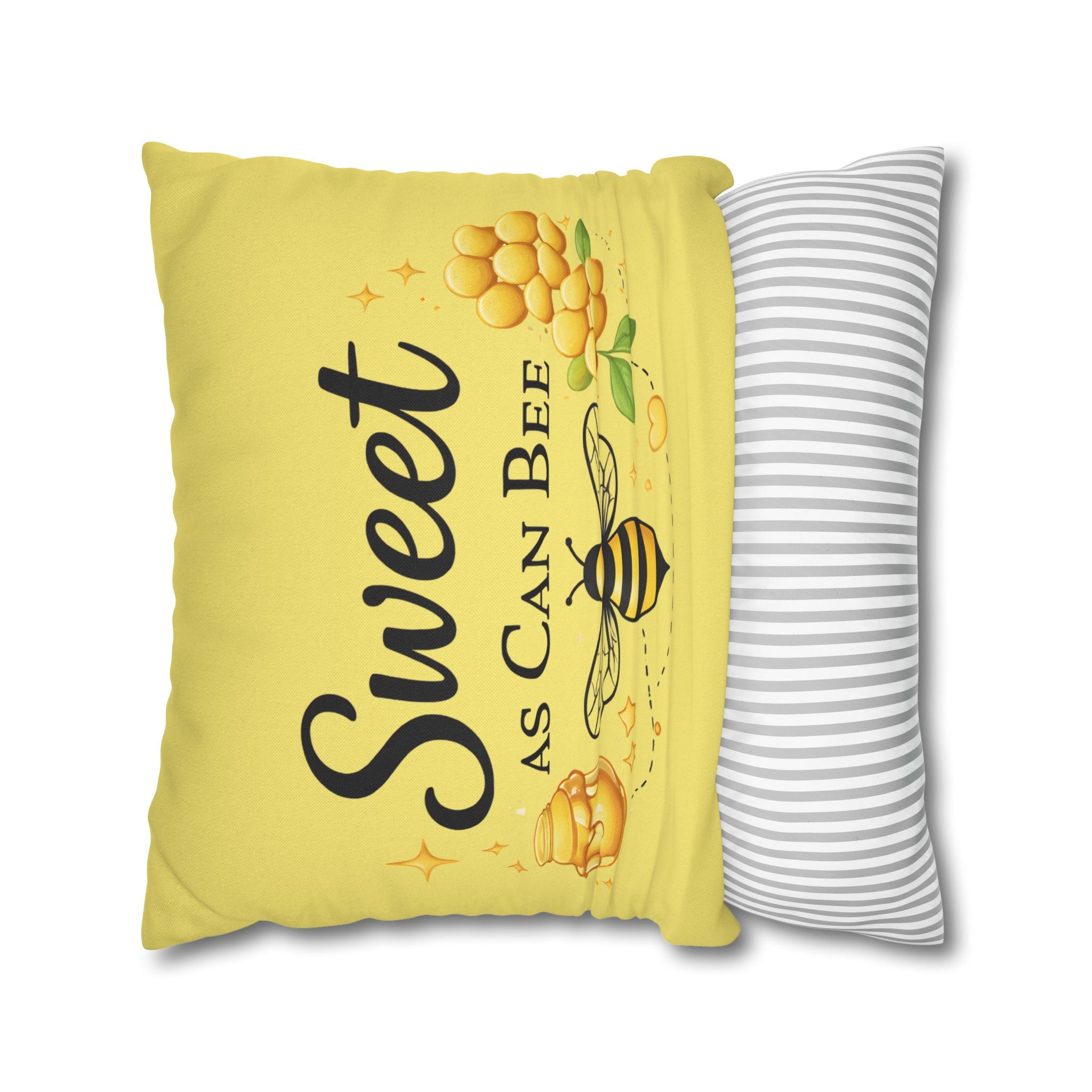 Honey Bee Decorative Pillowcase – Yellow Floral Bee Accent Cushion Cover - Creations by Chris and Carlos