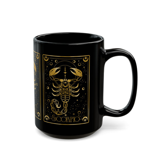 Scorpio Zodiac Black Mug — Gold Astrological Scorpion Coffee Cup - Creations by Chris and Carlos