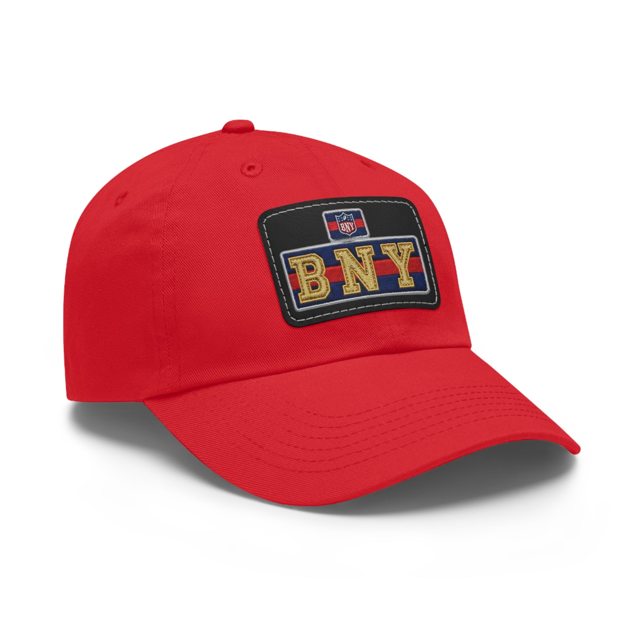 BNY Leather Patch Dad Hat – Vintage Varsity Baseball Cap - Creations by Chris and Carlos