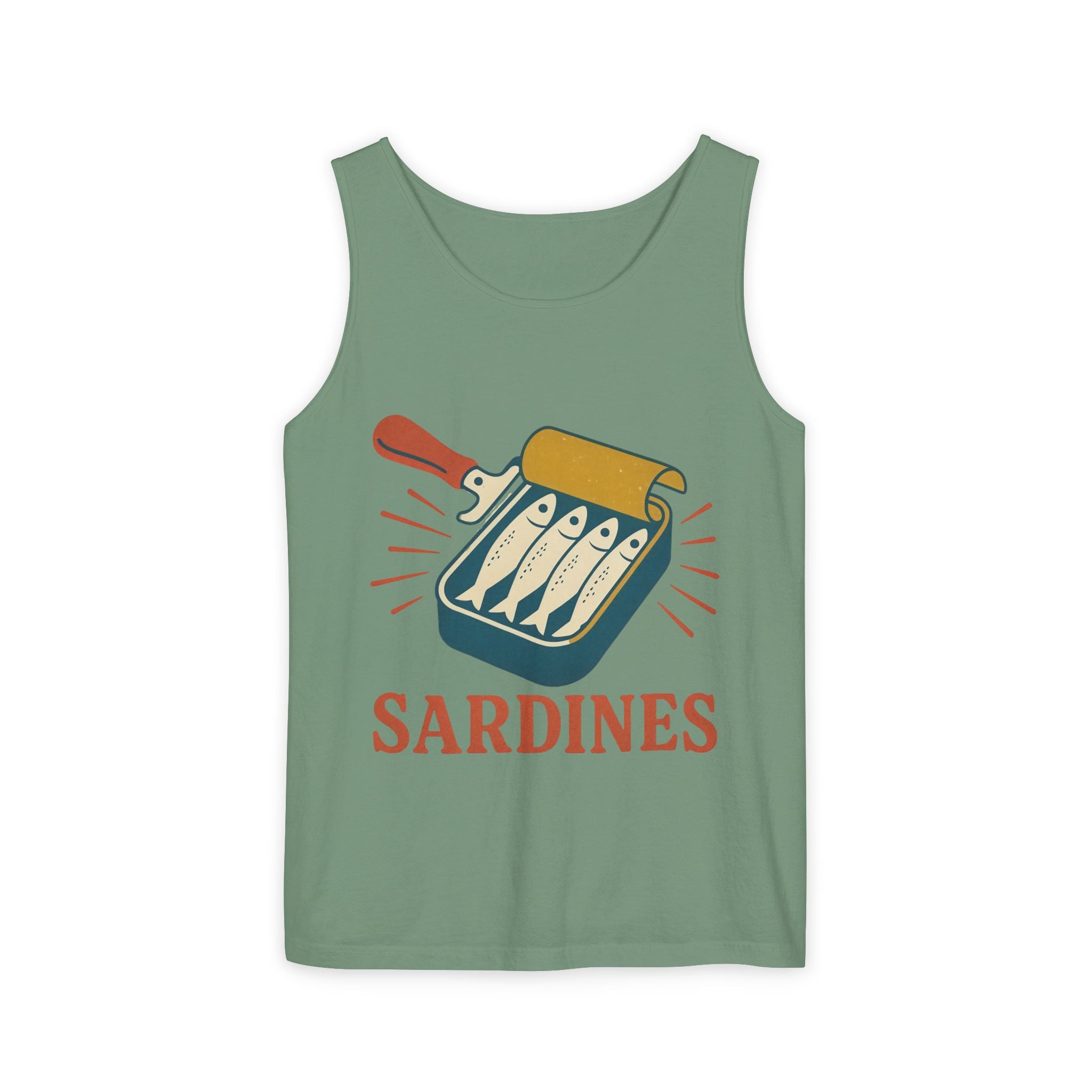 Sardines Graphic Tank Top — Retro Canned Fish Illustration - Creations by Chris and Carlos