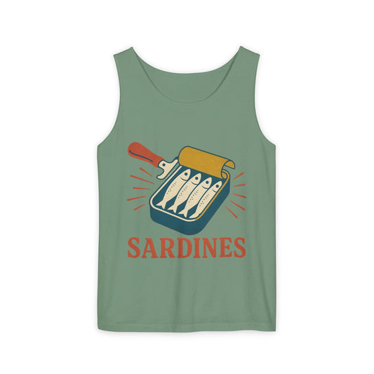 Sardines Graphic Tank Top — Retro Canned Fish Illustration - Creations by Chris and Carlos