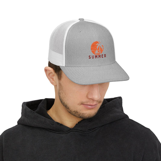 Trucker Cap - Sunset Palm 'SUMMER' Logo - Creations by Chris and Carlos