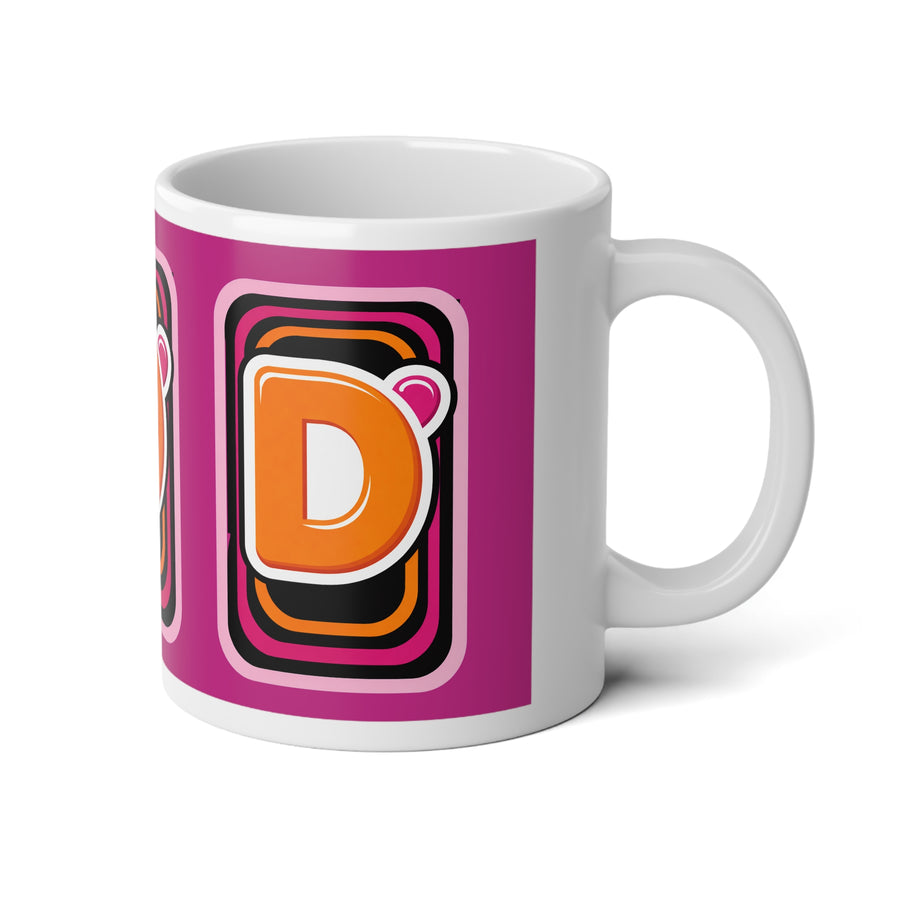 Dunkin D Inspired Retro Logo 20oz Jumbo Mug — Pink Vintage Coffee Cup - Creations by Chris and Carlos