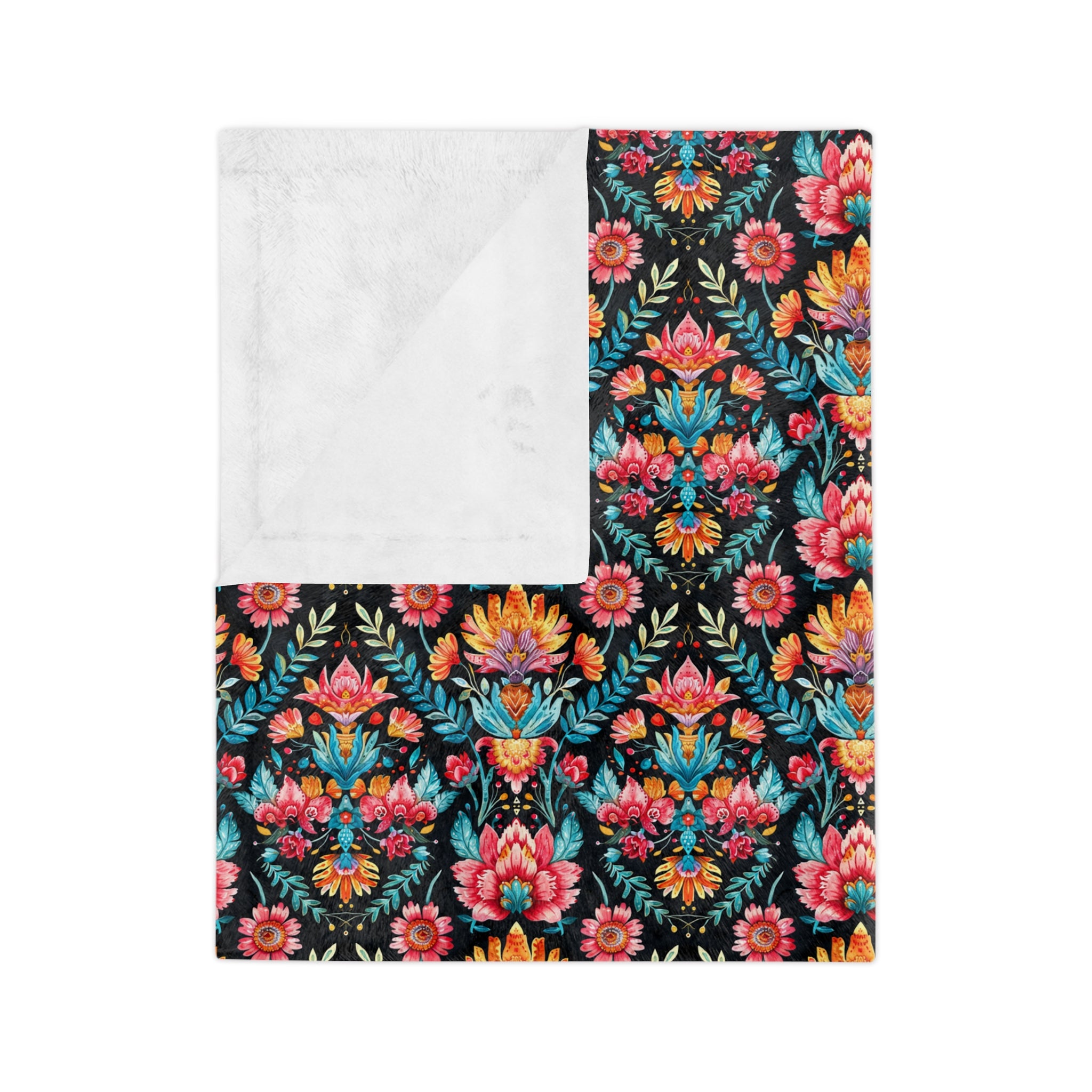Sol y Alegría (Sun and Joy) Collection- Floral Velvet Microfiber Blanket Boho Botanical Pattern, Cozy Throw for Living Room & Bedroom - Creations by Chris and Carlos