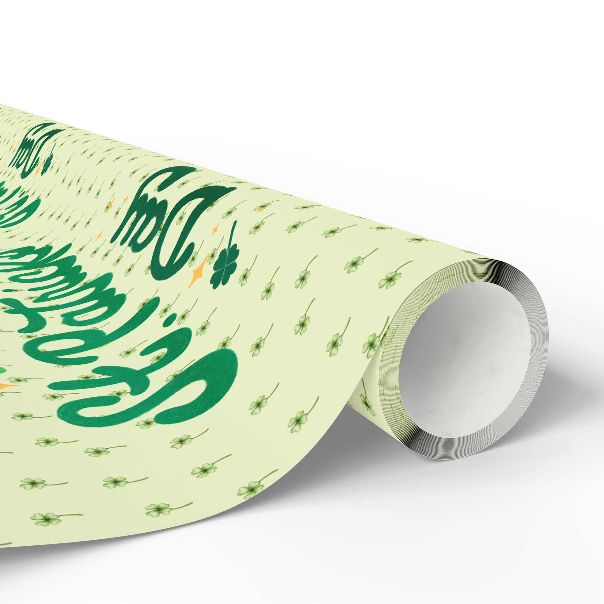 Wrapping Paper Roll — 'Happy St. Patrick's Day' Green Script Pattern - Creations by Chris and Carlos