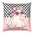 Cute Pink Ghost Pillow — Checkerboard Kawaii Velvet Throw Pillow