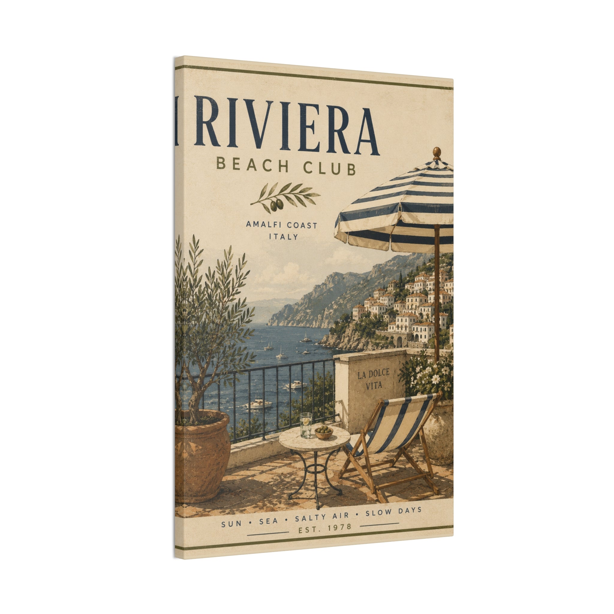 Riviera Beach Club Canvas Wall Art – Amalfi Coast Seaside Print - Creations by Chris and Carlos