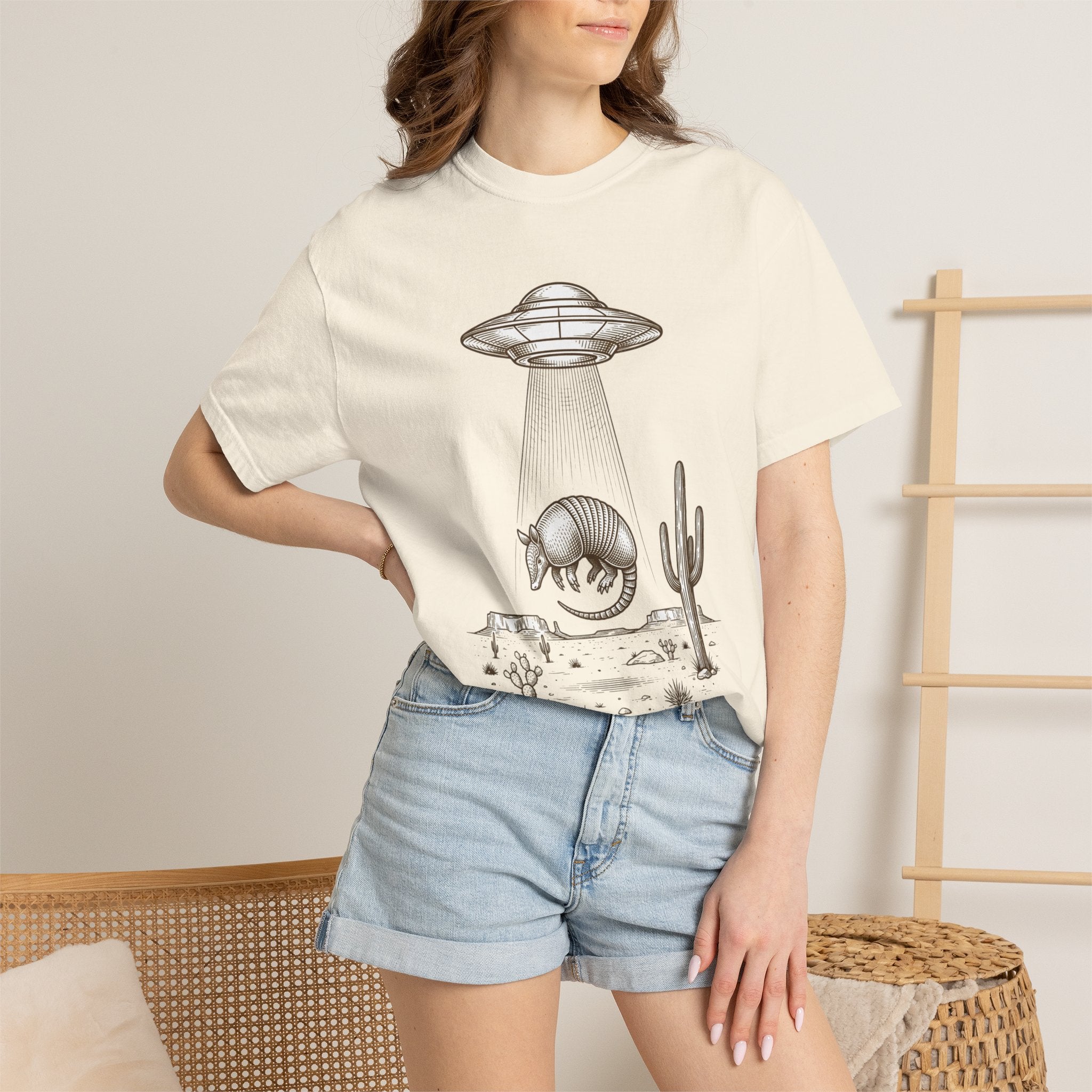 T-Shirt — Desert UFO Abduction Armadillo Graphic - Creations by Chris and Carlos