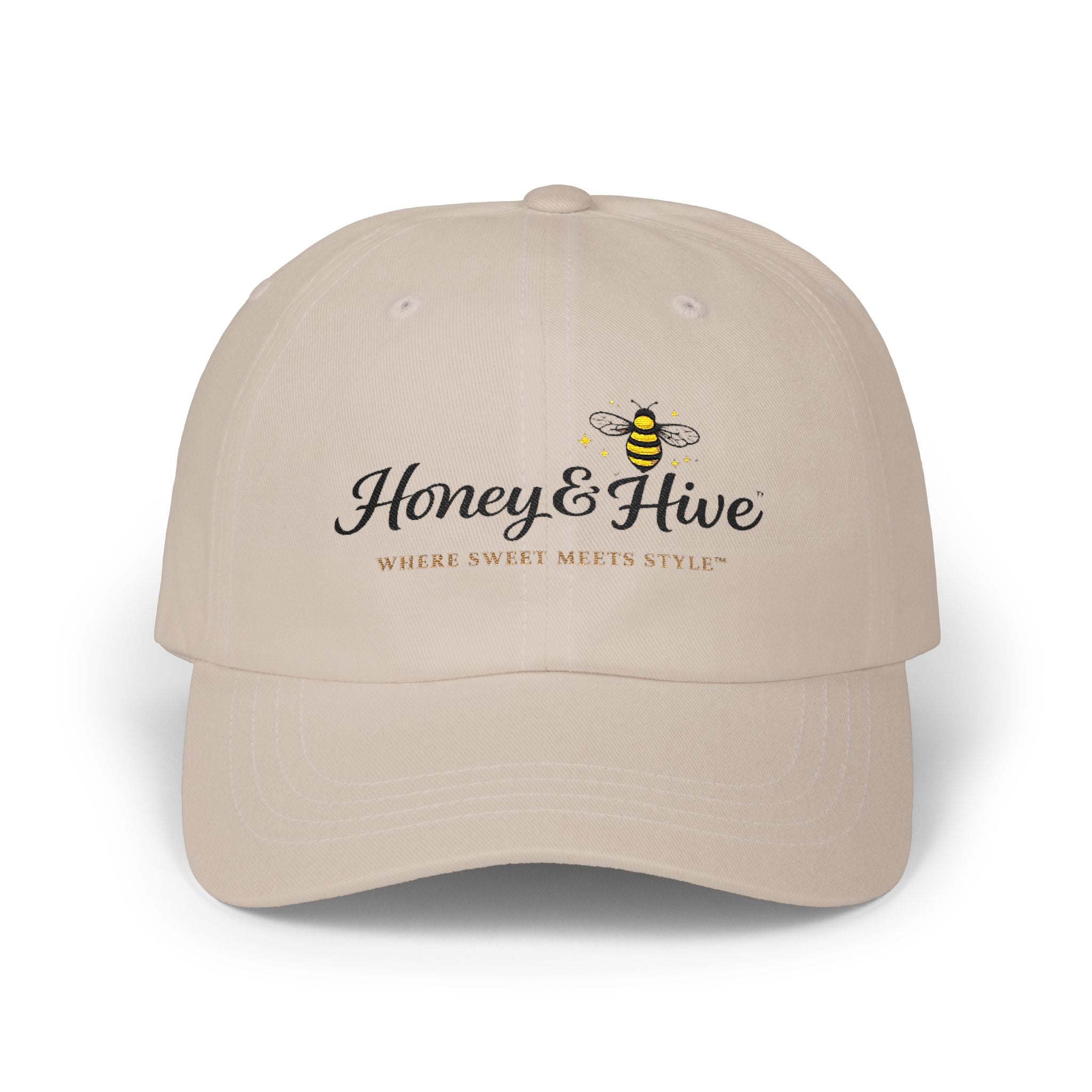 Dad Cap — Honey & Hive Embroidered Bee Logo Hat - Creations by Chris and Carlos