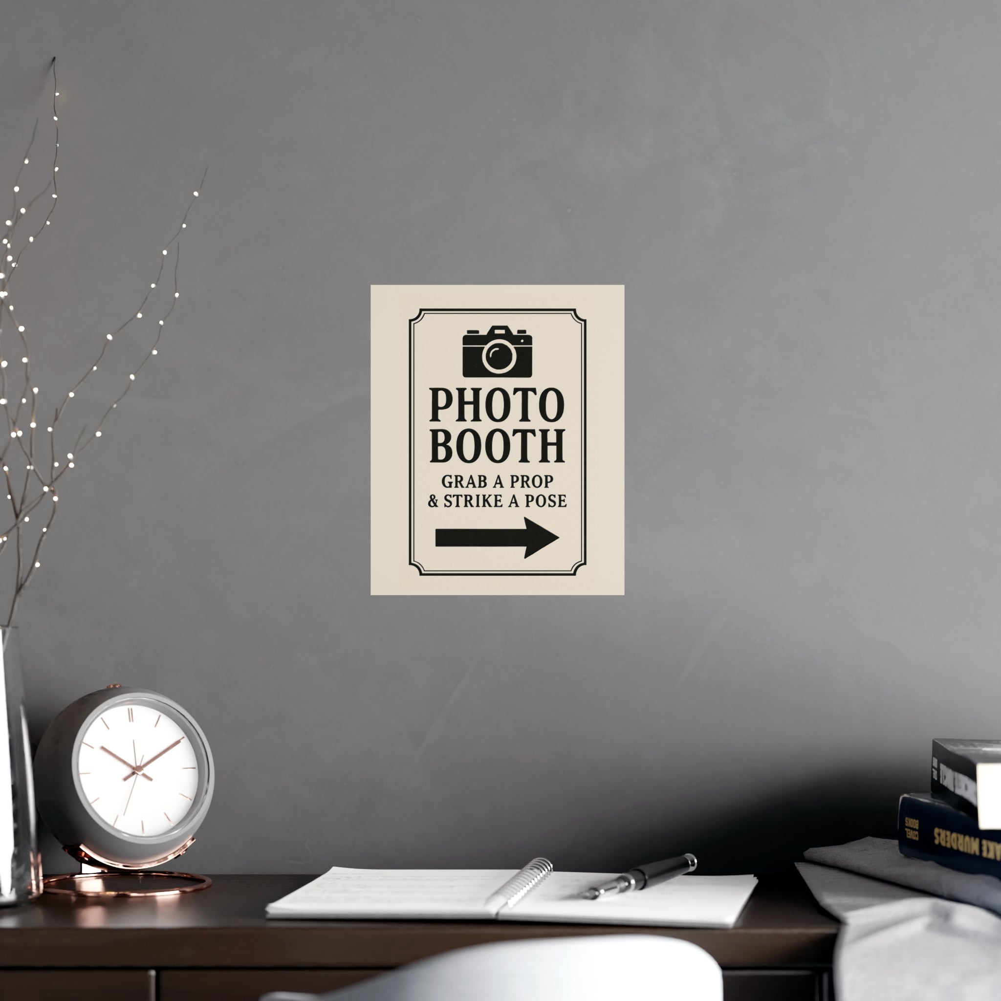 Photo Booth Poster — "Photo Booth: Grab a Prop & Strike a Pose" Matte Sign - Creations by Chris and Carlos