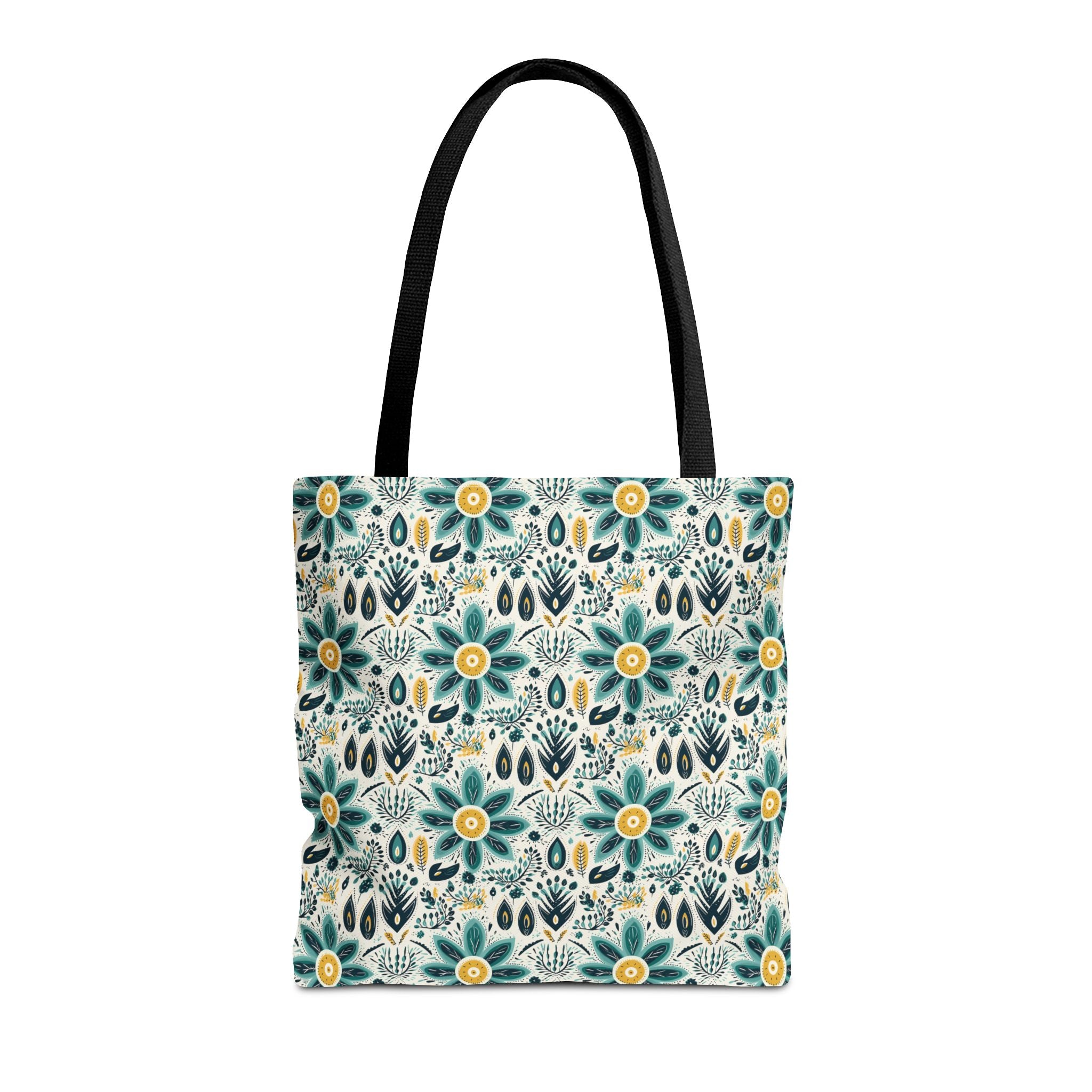 Sol y Alegría (Sun and Joy) Collection- Cactus Succulent Pattern Microfiber Blanket Soft Velveteen Throw for Home & Garden Lovers Floral Folk Art Tote Bag — Teal & Mustard All-Over Print - Creations by Chris and Carlos
