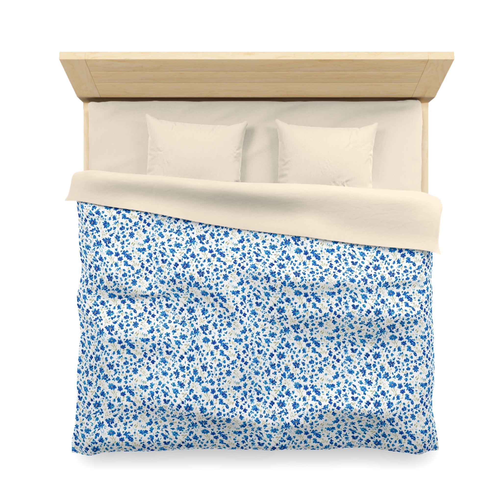 The Artisanal Flora Gallery Blue Ditsy Floral Microfiber Duvet Cover - Creations by Chris and Carlos
