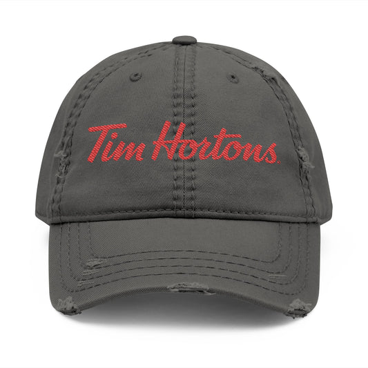 Tim Hortons Embroidered Distressed Dad Hat — Washed Vintage Baseball Cap - Creations by Chris and Carlos
