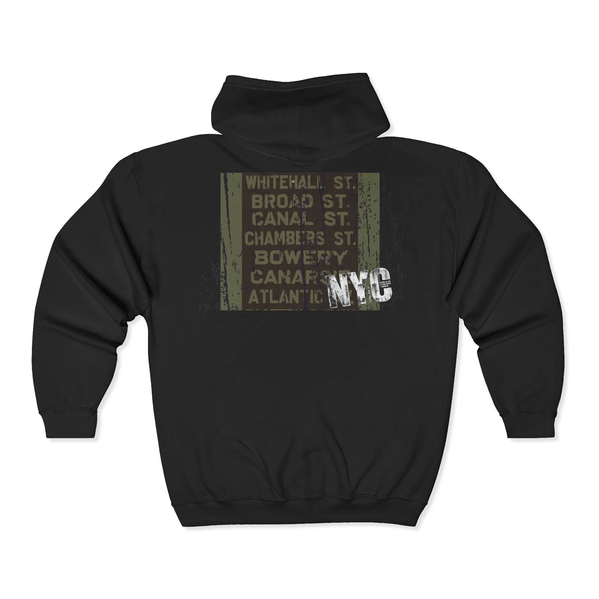 NYC Subway Vintage Sign Zip Hoodie — Astoria Bowery Canal Street Graphic - Creations by Chris and Carlos