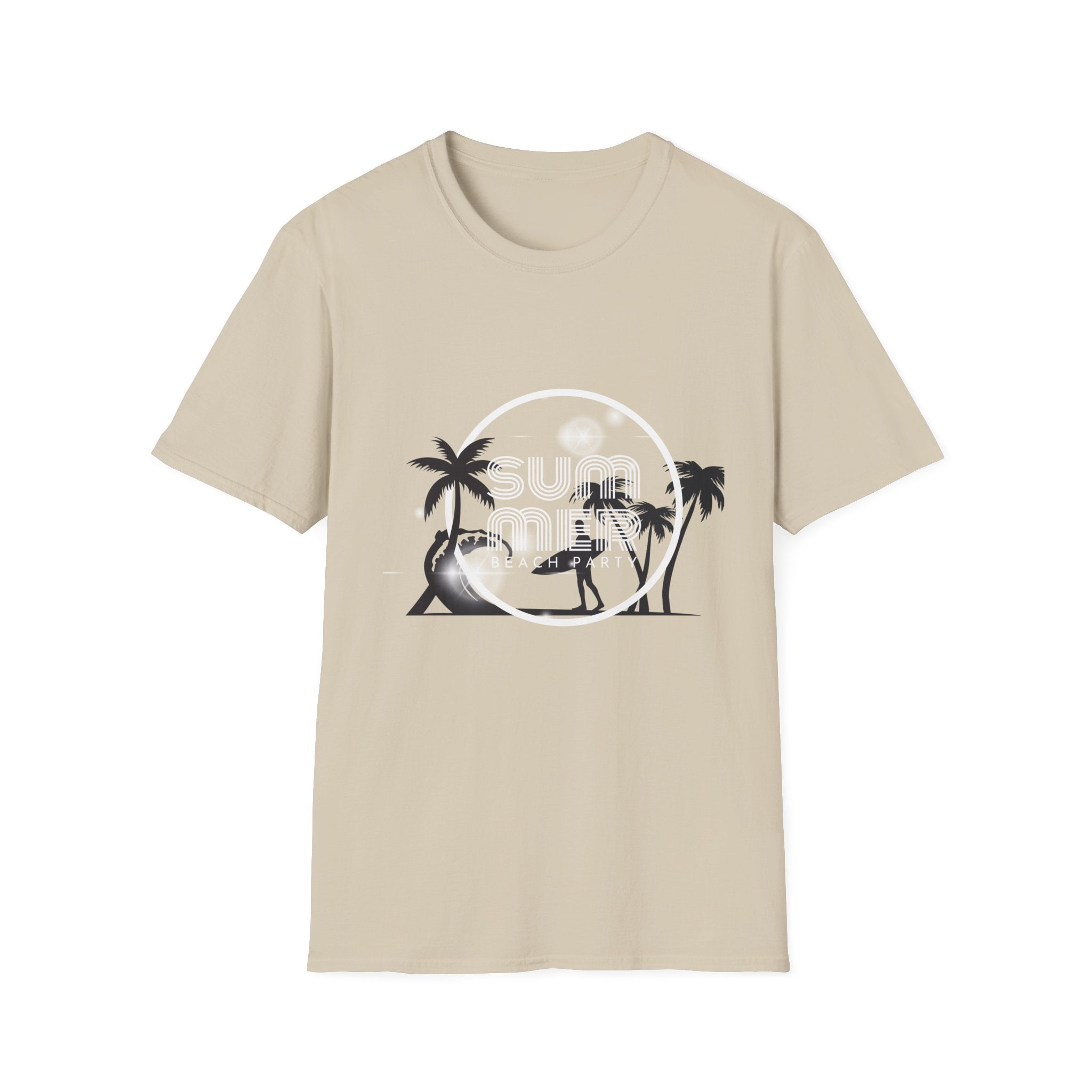 Surfer Palm Beach T-Shirt — Tropical Wave & Palm Trees Graphic Tee - Creations by Chris and Carlos