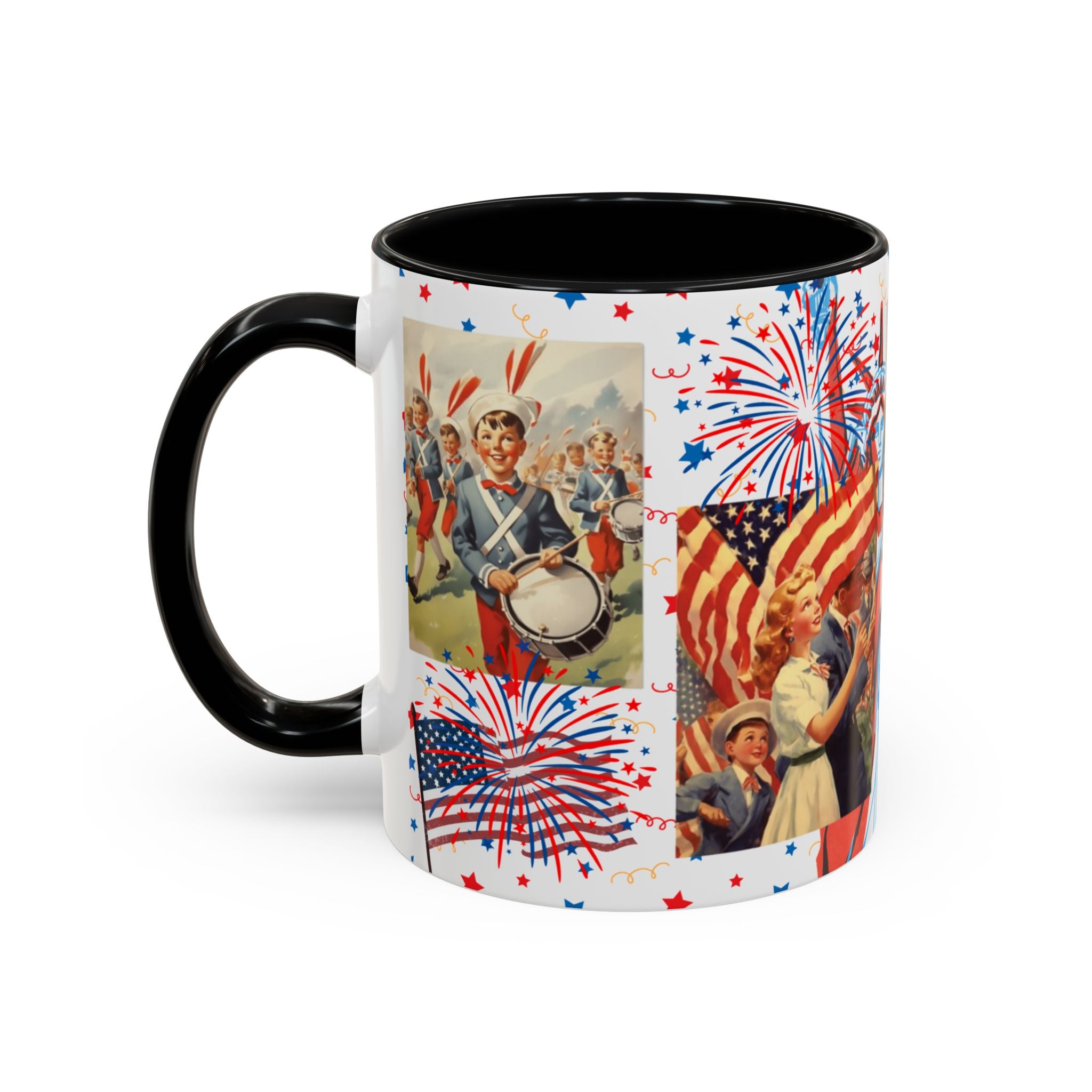 Patriotic Vintage 4th of July Accent Mug – 'Land of the Free, Home of the Brave' - Creations by Chris and Carlos