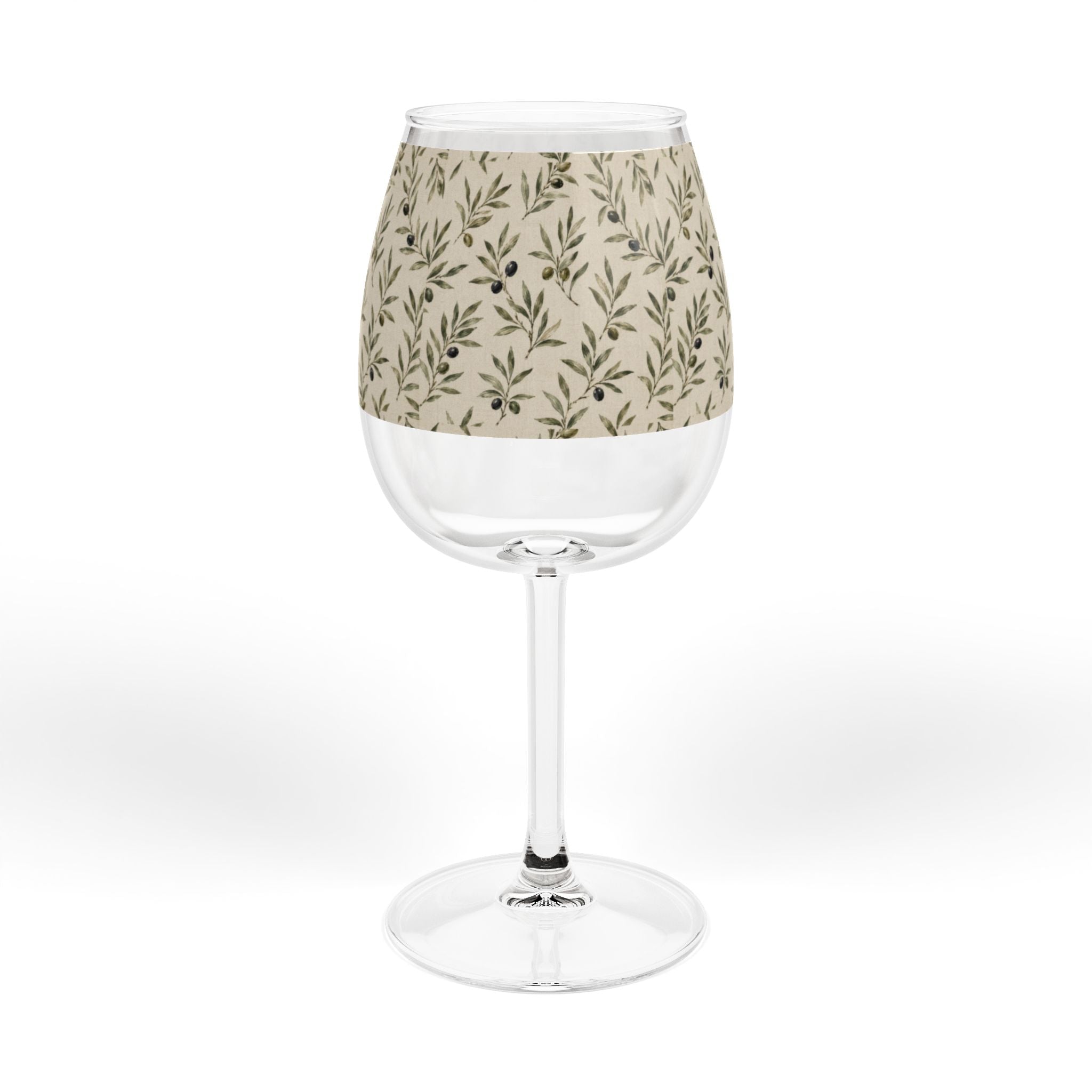 12oz Olive Branch Wine Glass - Botanical Stemware for Rustic Entertaining - Creations by Chris and Carlos