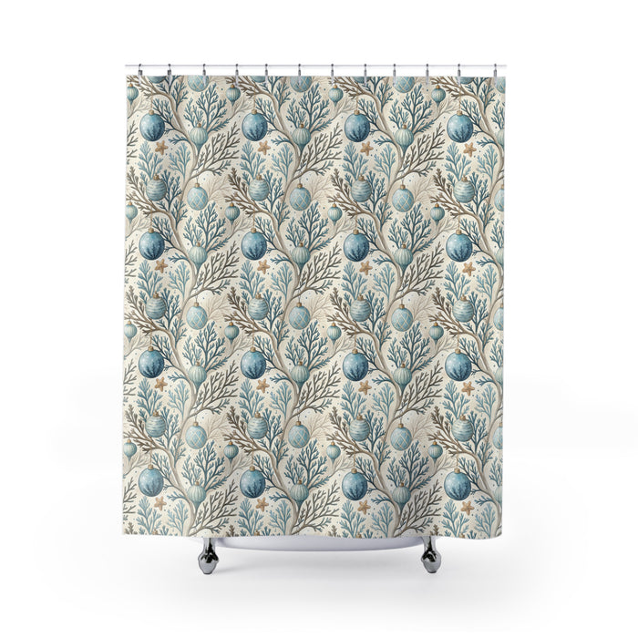 Tidings by the Sea- Coastal Christmas Shower Curtain