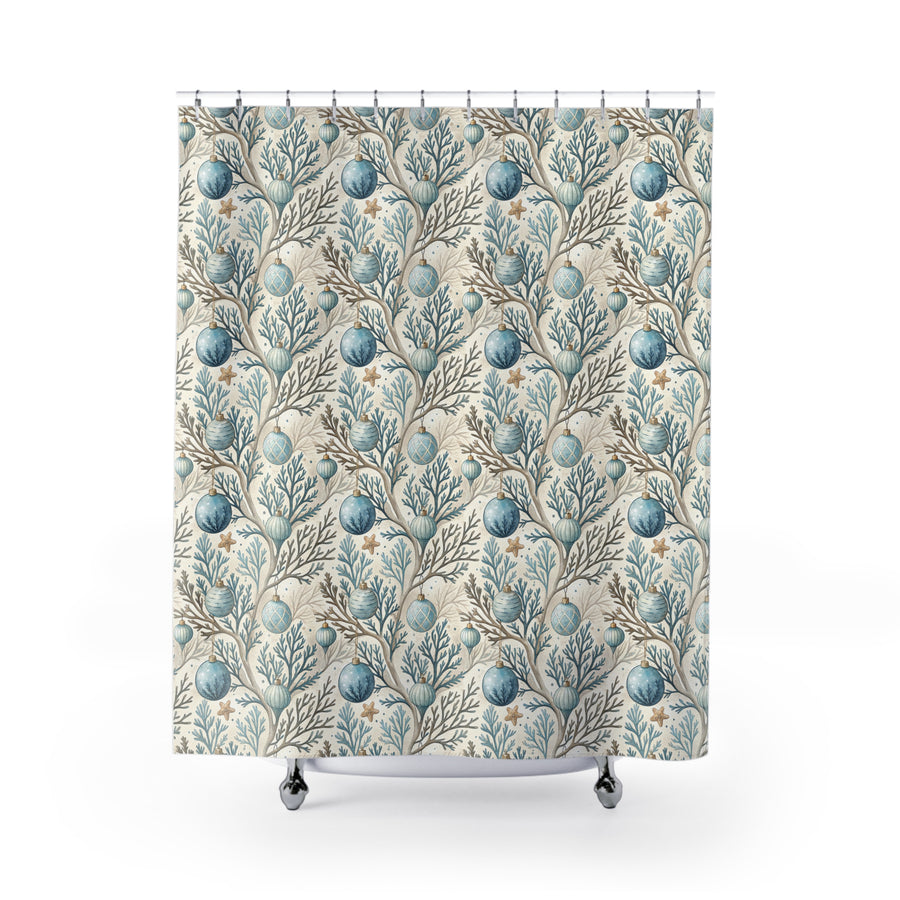 Tidings by the Sea- Coastal Christmas Shower Curtain