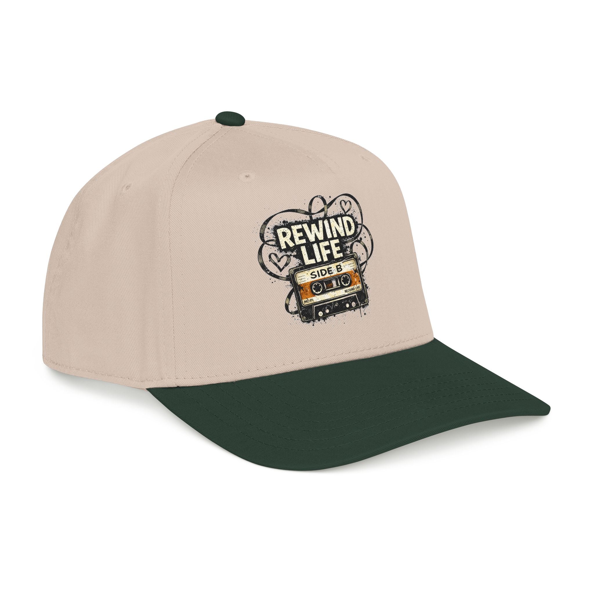 Rewind Life Cassette Cap — Retro Music Mid-Profile Baseball Hat - Creations by Chris and Carlos