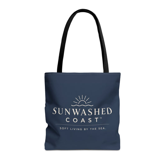 Sunwashed Coast Tote Bag — 'Soft Living by the Sea' Coastal Canvas Shopper - Creations by Chris and Carlos