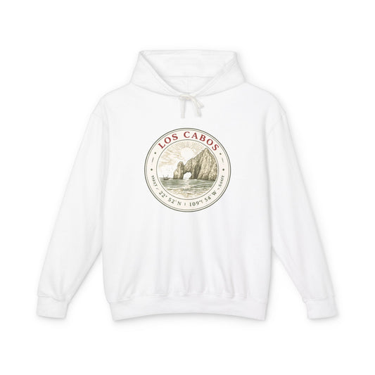 Los Cabos Vintage Crest Hoodie — Lightweight Travel Sweatshirt - Creations by Chris and Carlos