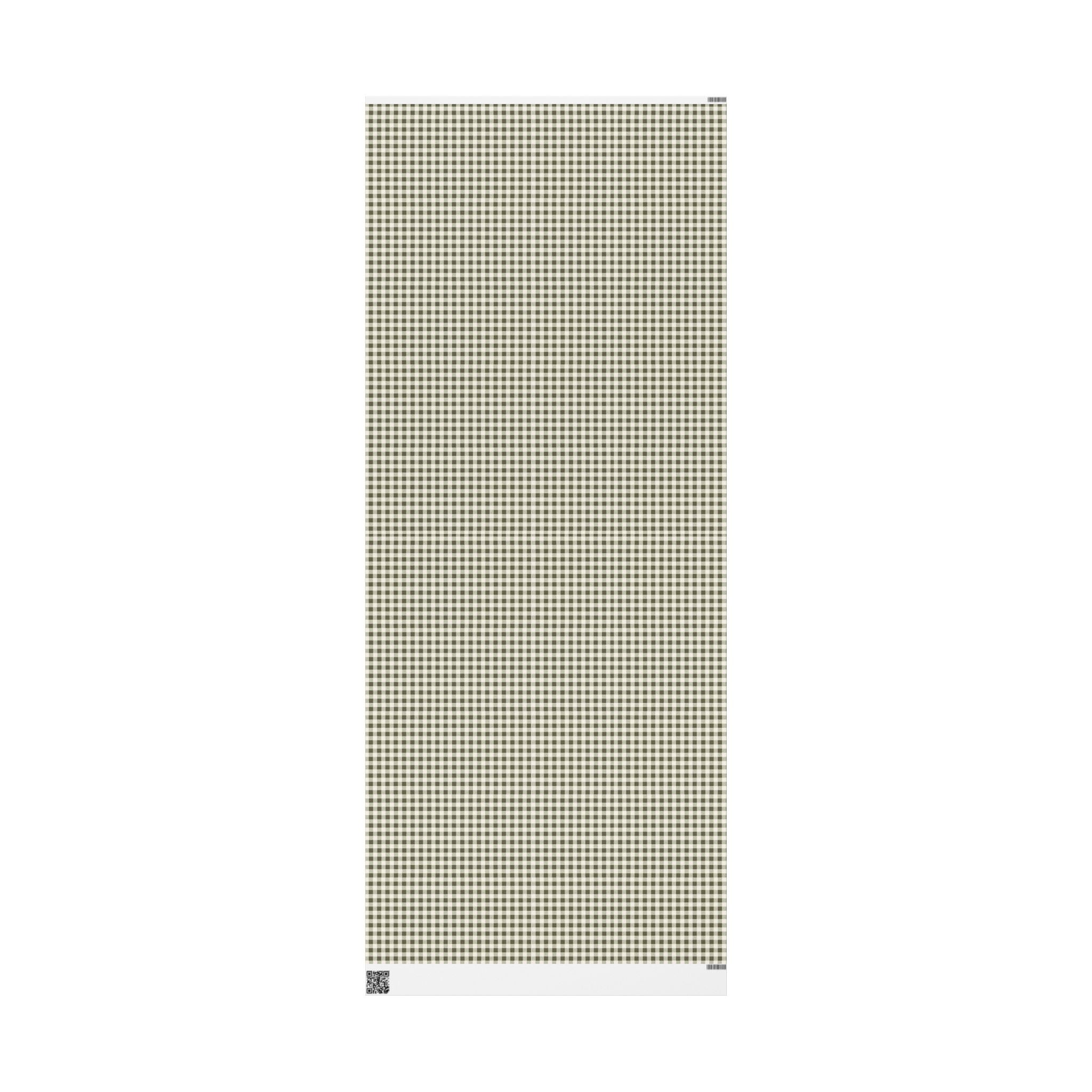 Gingham Plaid Wrapping Paper Roll — Neutral Green Check Holiday Gift Wrap - Creations by Chris and Carlos