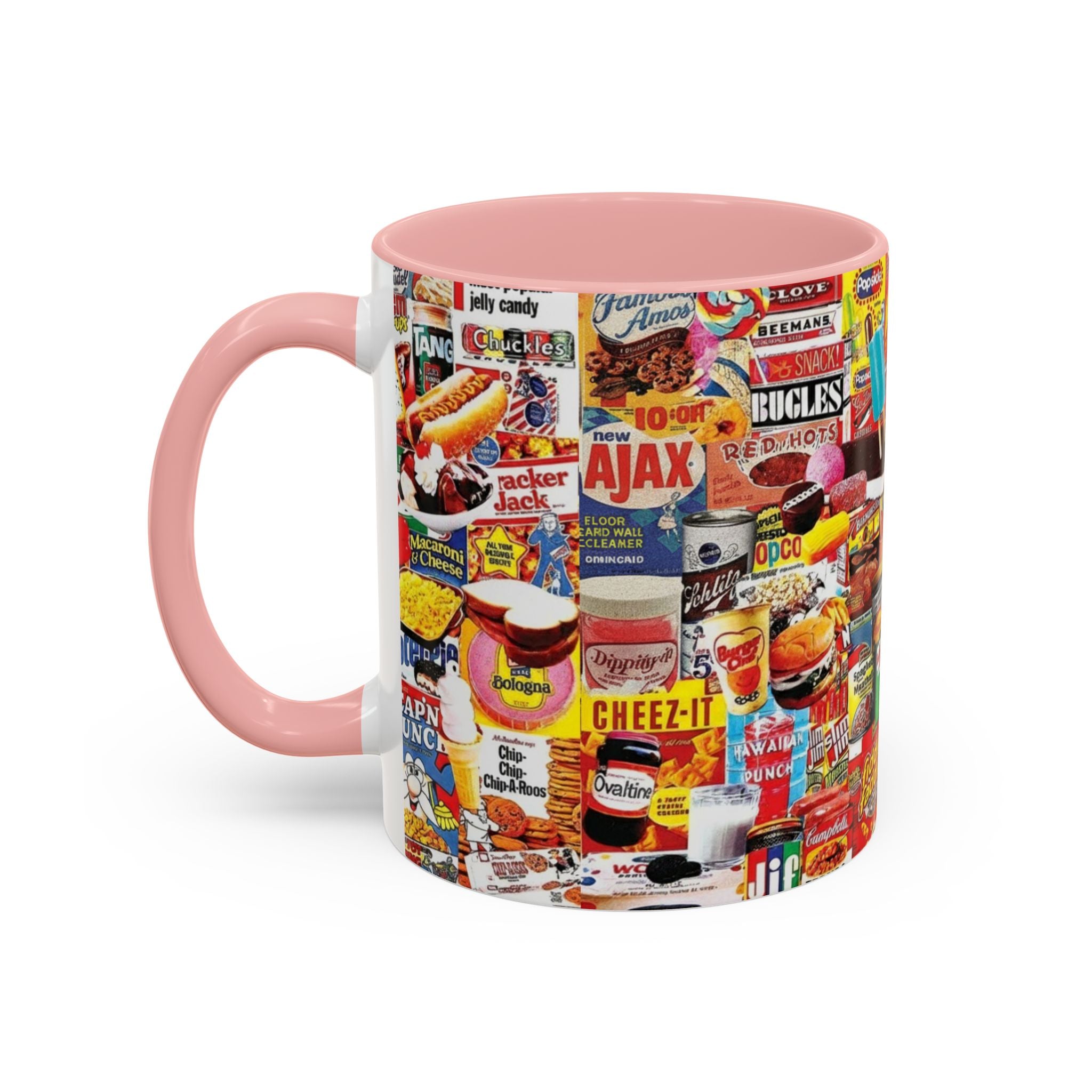 Retro Snack Collage Mug — Vintage Candy & Cereal Packaging Accent Coffee Mug - Creations by Chris and Carlos