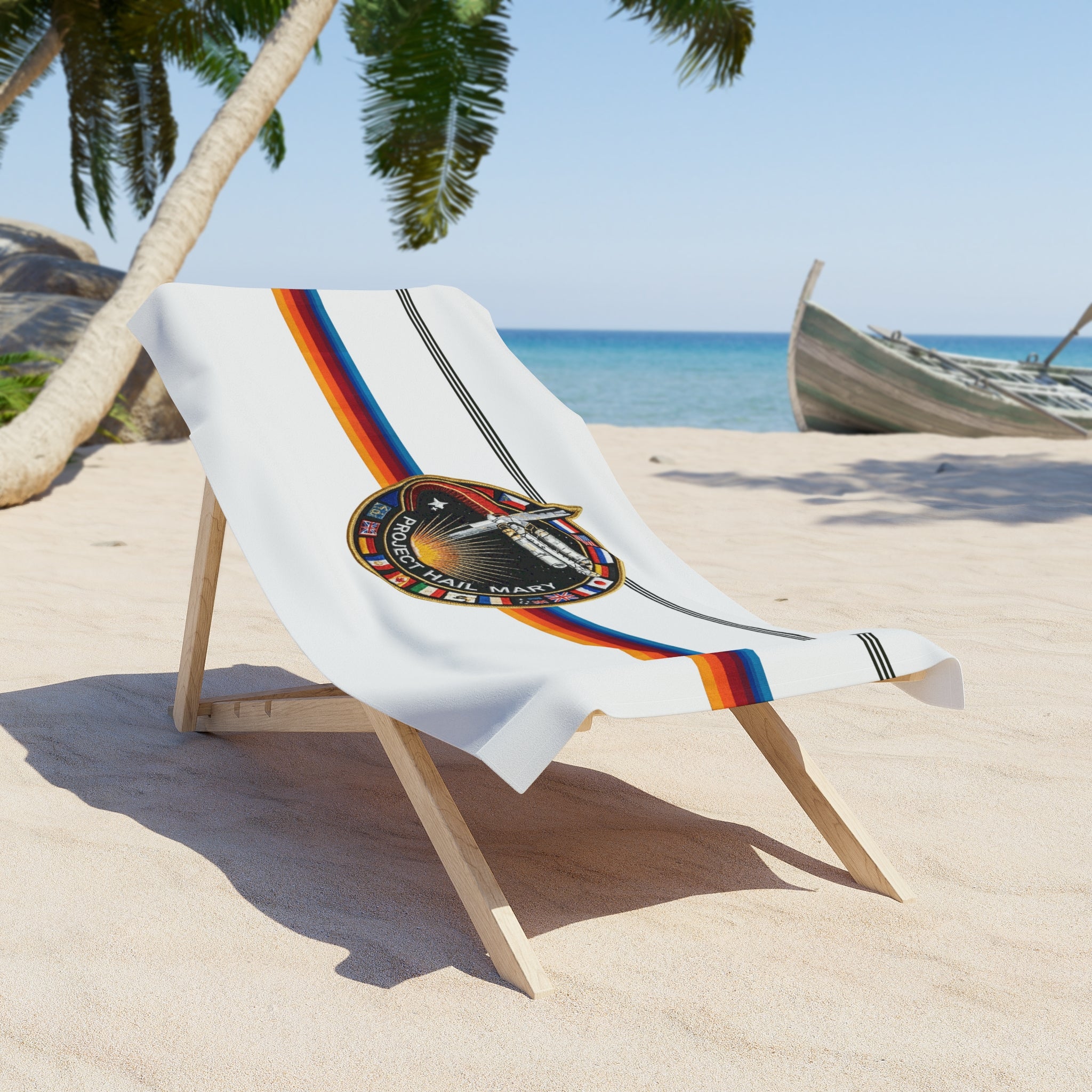 Project Hail Mary Retro Rocket Beach Towel – Vintage NASA Astronaut Stripe - Creations by Chris and Carlos