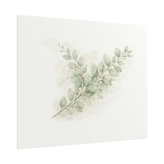 Botanical Eucalyptus Poster — Watercolor Green Leaf Wall Art - Creations by Chris and Carlos