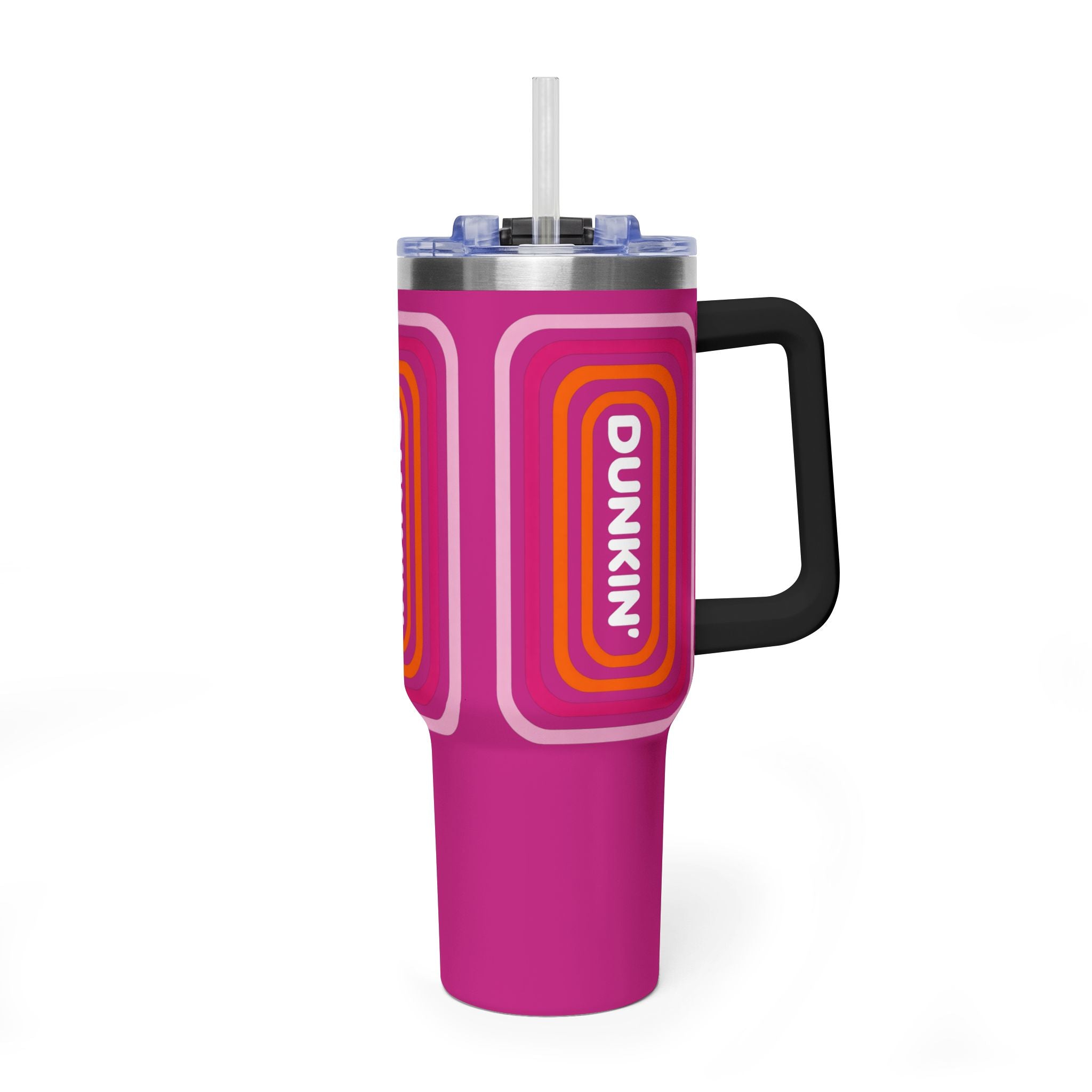 40oz Pink Retro Coffee Tumbler with 'Dunkin' Logo - Creations by Chris and Carlos