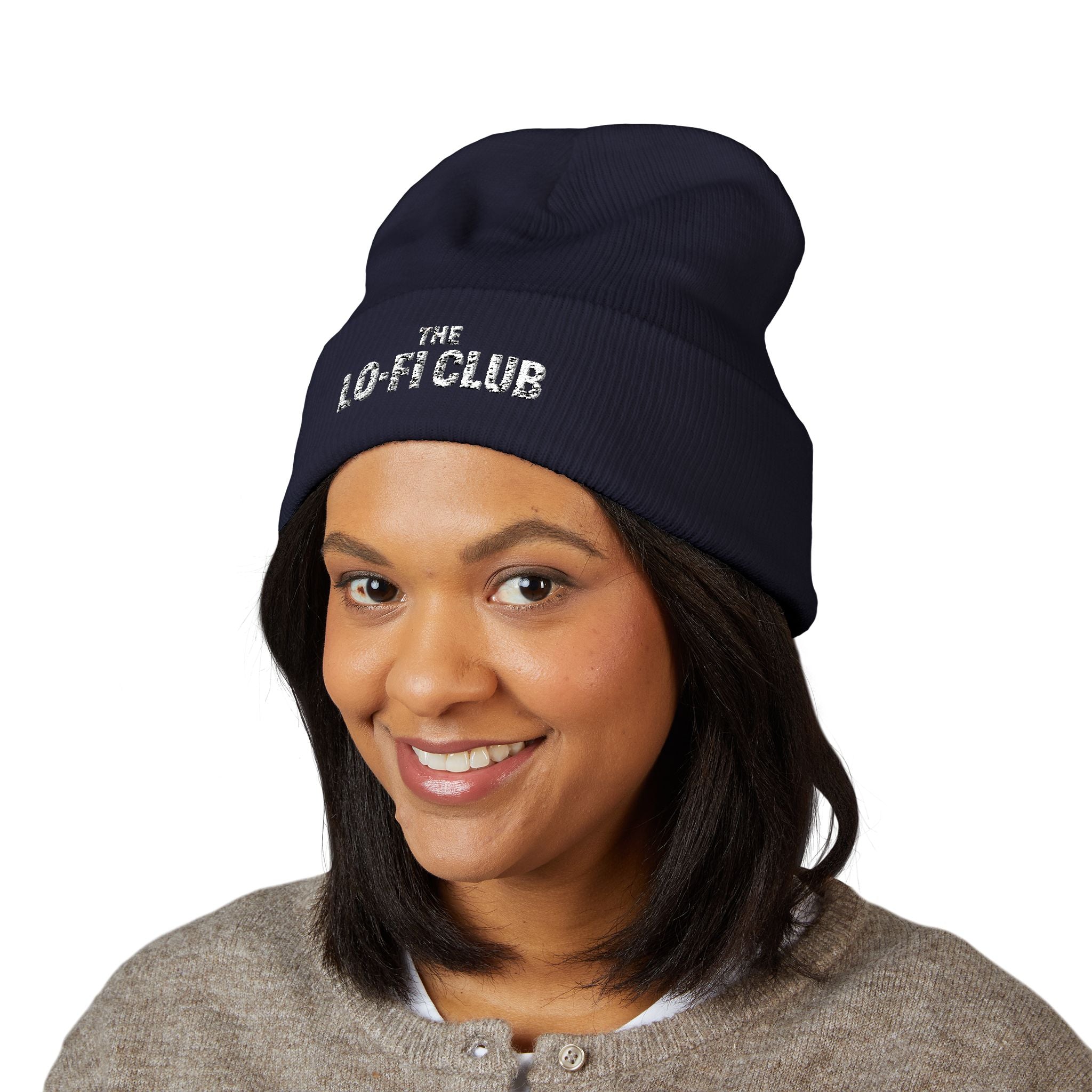 Embroidered "Lo Fi Club" Cuffed Beanie — Classic Knit Winter Hat - Creations by Chris and Carlos
