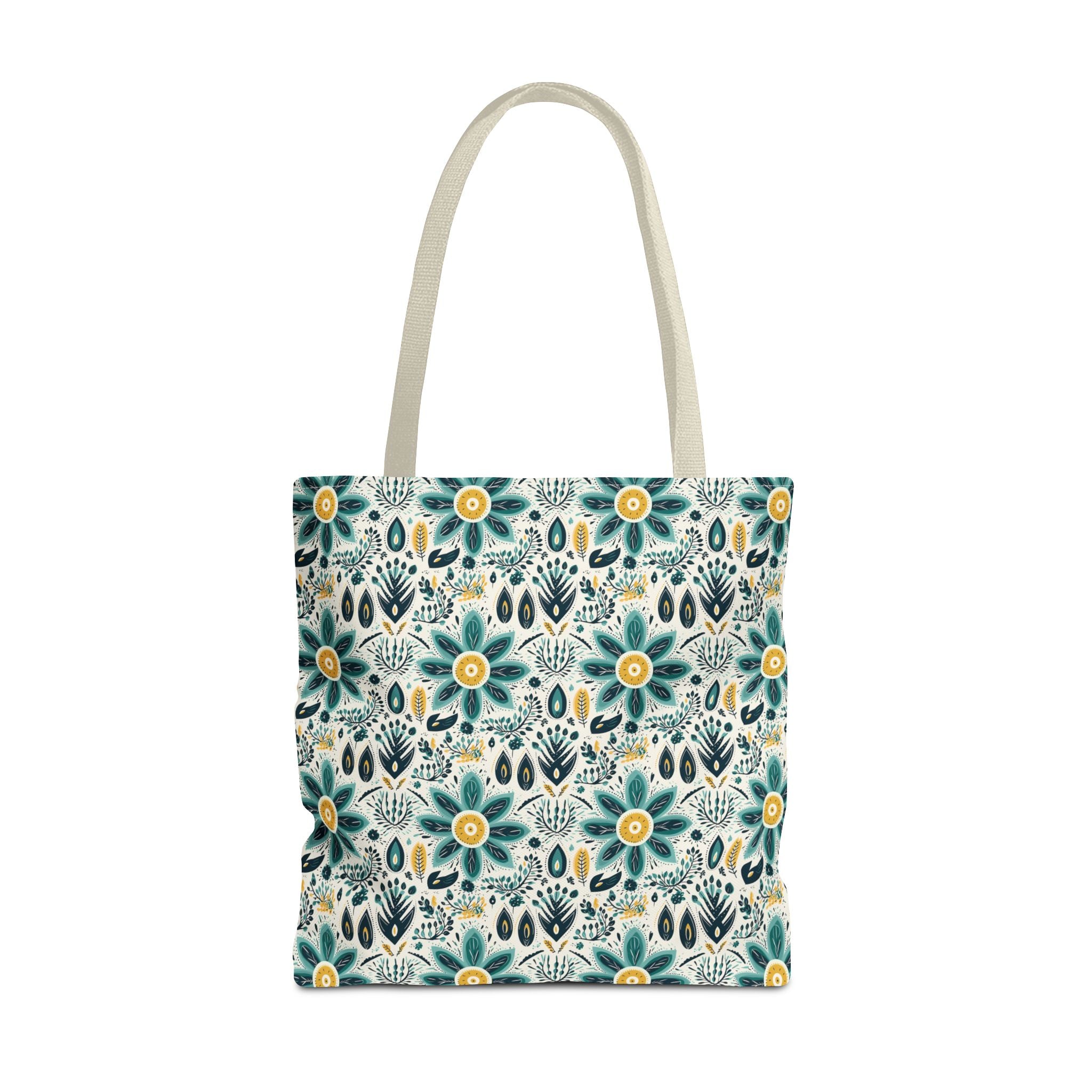 Sol y Alegría (Sun and Joy) Collection- Cactus Succulent Pattern Microfiber Blanket Soft Velveteen Throw for Home & Garden Lovers Floral Folk Art Tote Bag — Teal & Mustard All-Over Print - Creations by Chris and Carlos