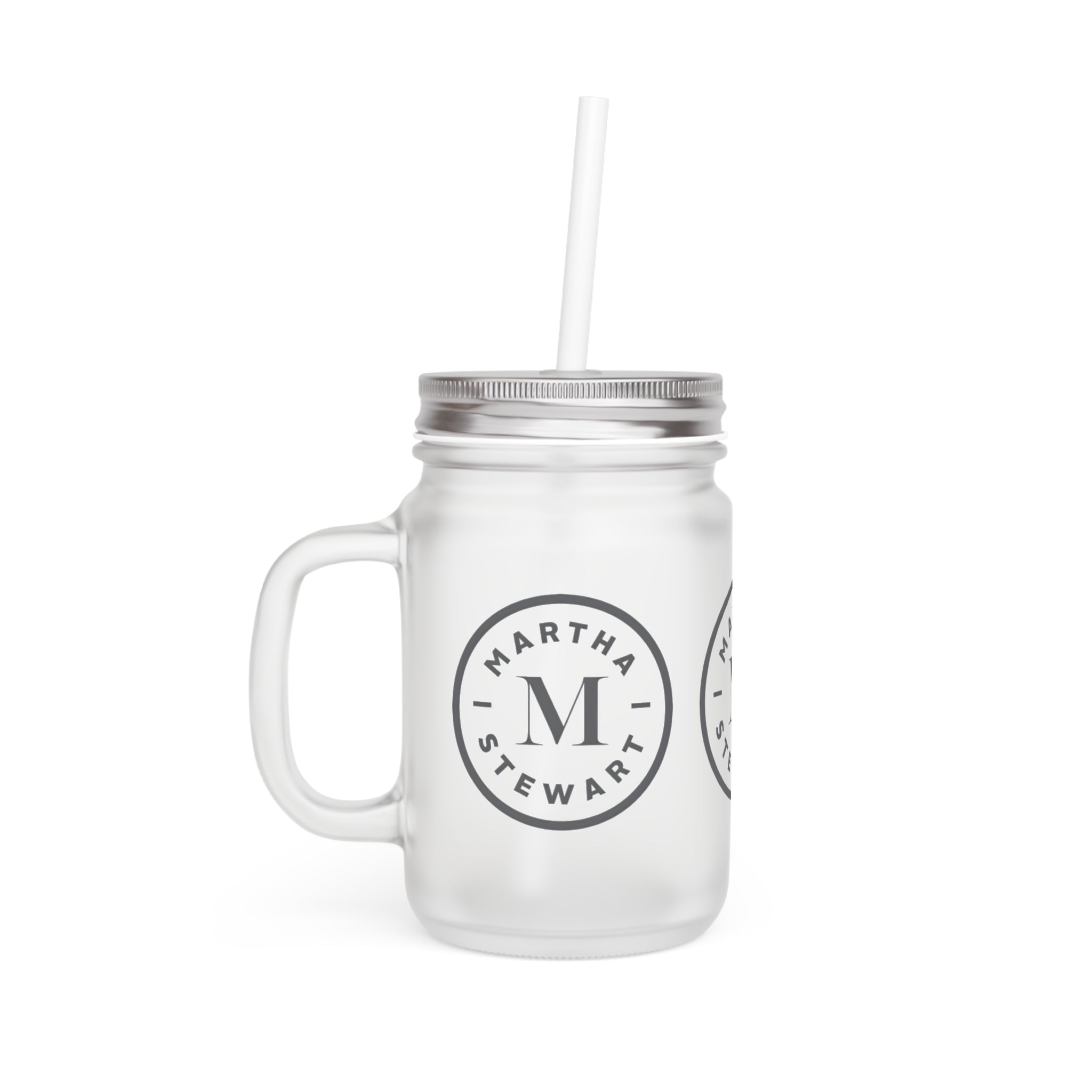 Martha- Martha Stewart Mason Jar Tumbler with Lid & Straw — Vintage Seal Logo Drink Mug - Creations by Chris and Carlos