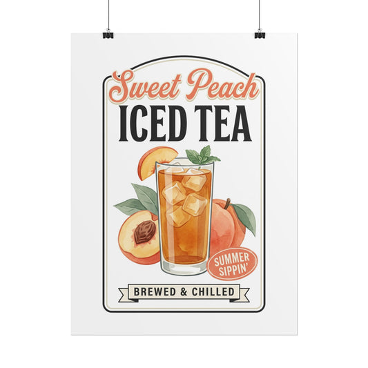 Sweet Peach Iced Tea Poster — Vintage Kitchen Wall Art (Rolled Poster) - Creations by Chris and Carlos