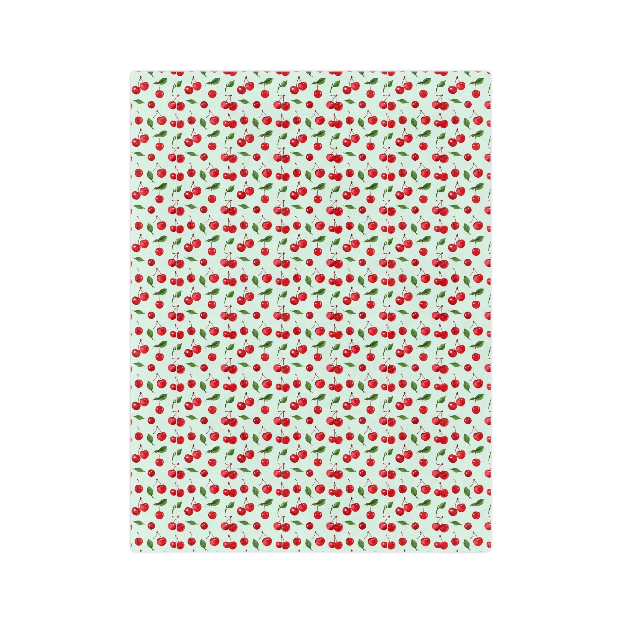 The Sugar Shack Diner Cherry Pattern Velveteen Microfiber Blanket — Cute Retro Fruit Throw - Creations by Chris and Carlos