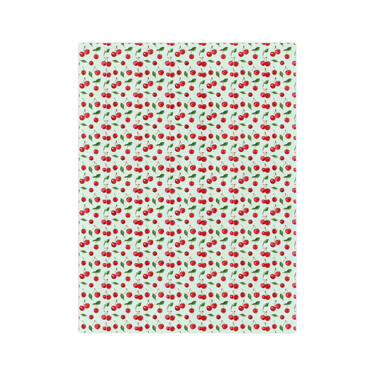 The Sugar Shack Diner Cherry Pattern Velveteen Microfiber Blanket — Cute Retro Fruit Throw - Creations by Chris and Carlos
