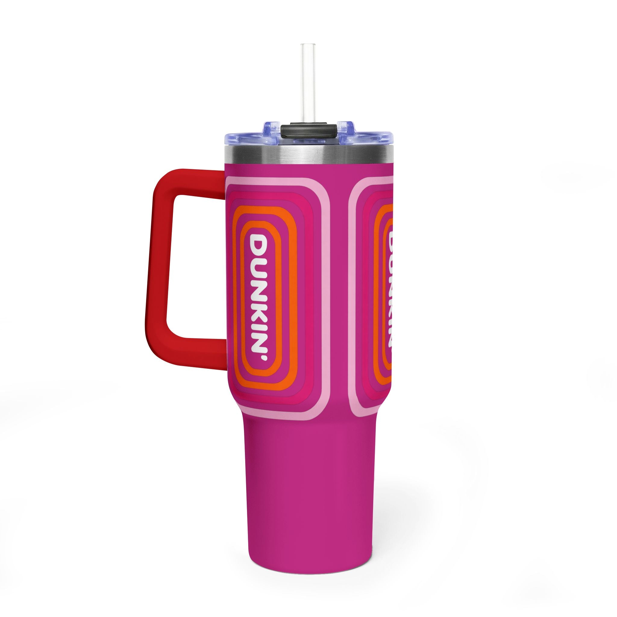 40oz Pink Retro Coffee Tumbler with 'Dunkin' Logo - Creations by Chris and Carlos